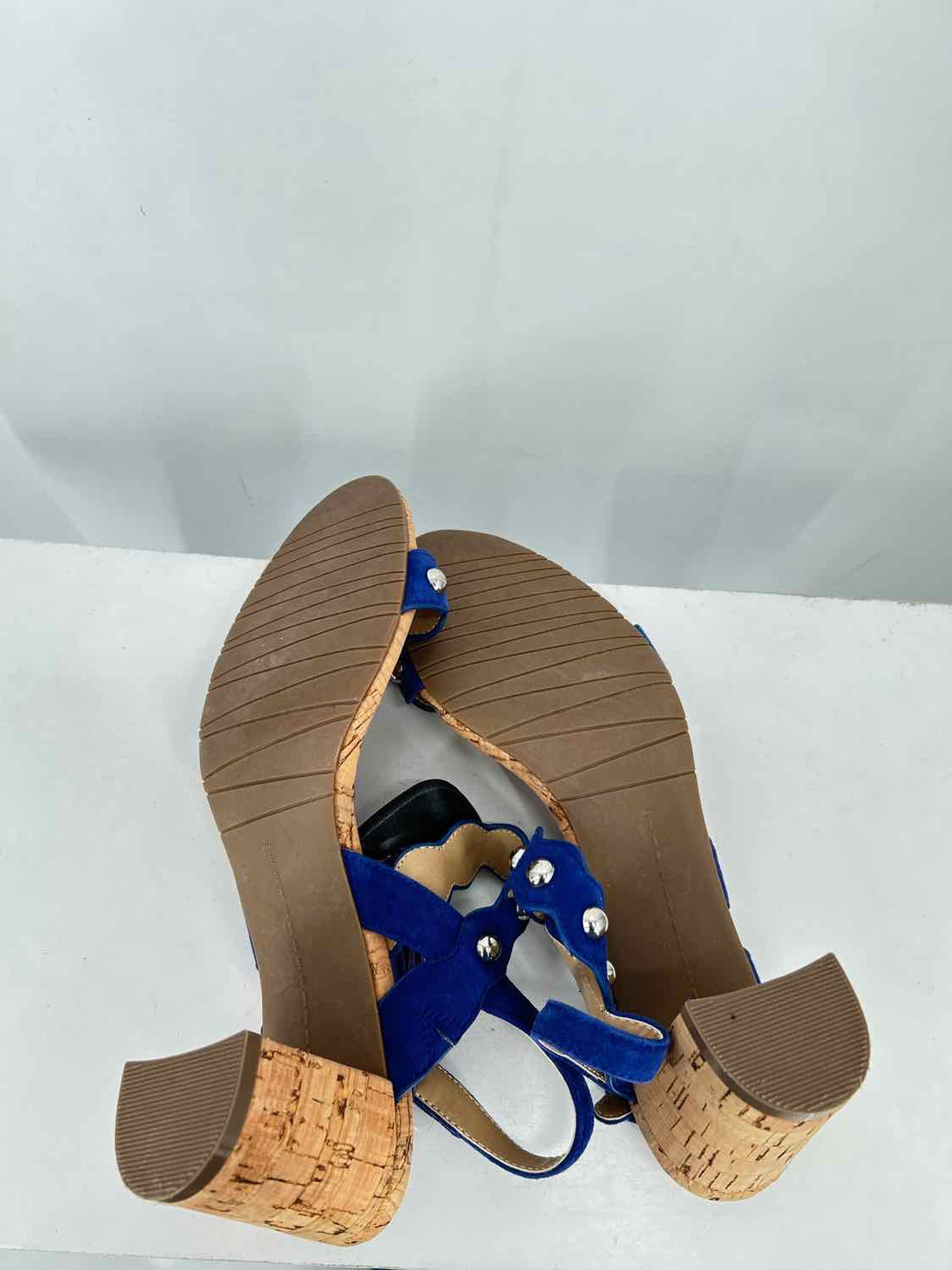 Vaneli Women Size 7.5N Dark Blue Cork Sandals