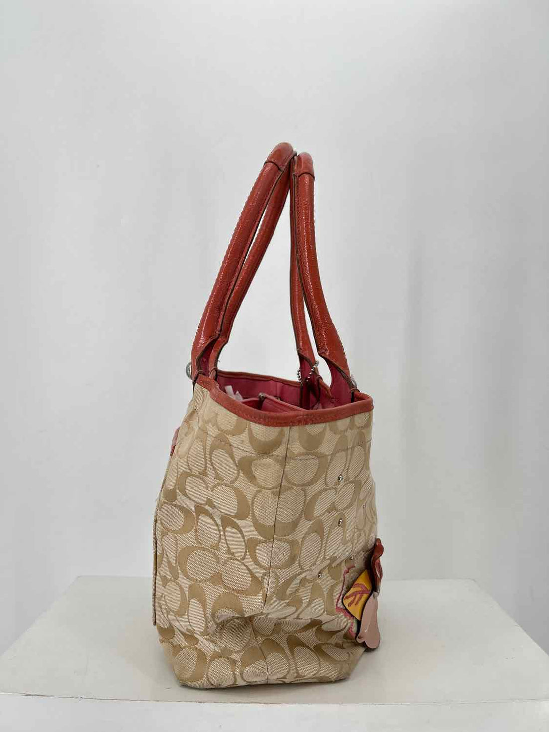 Coach Beige & Pink Canvas Tote