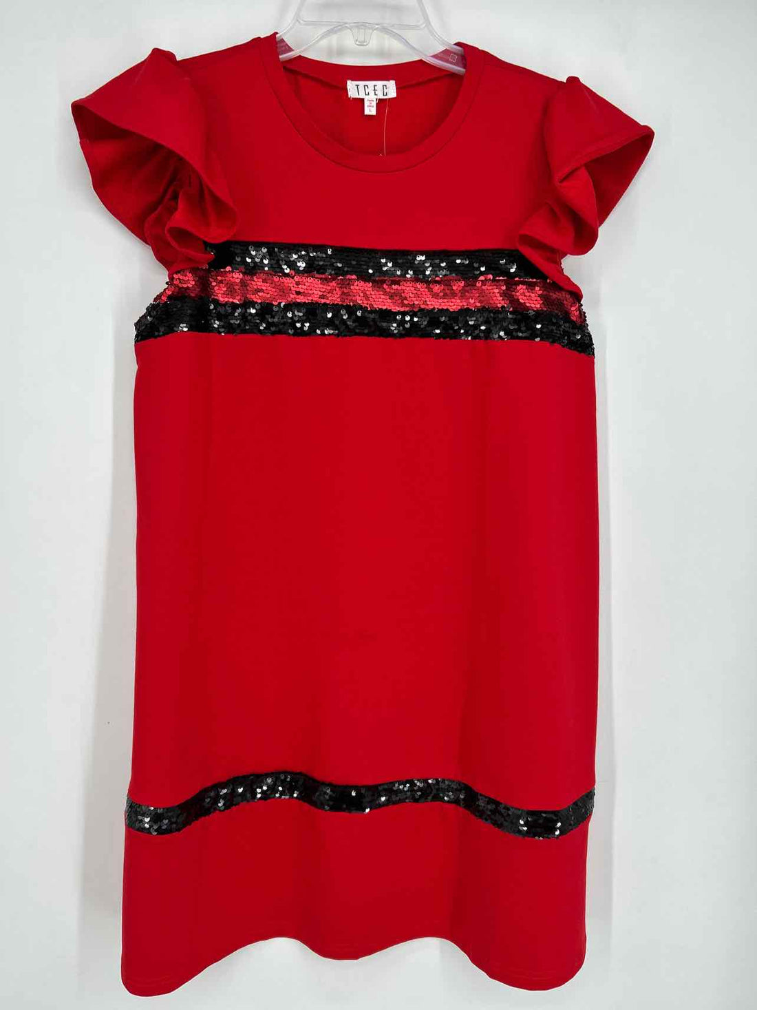 TCEC Size L Black & Red Sequined Dress