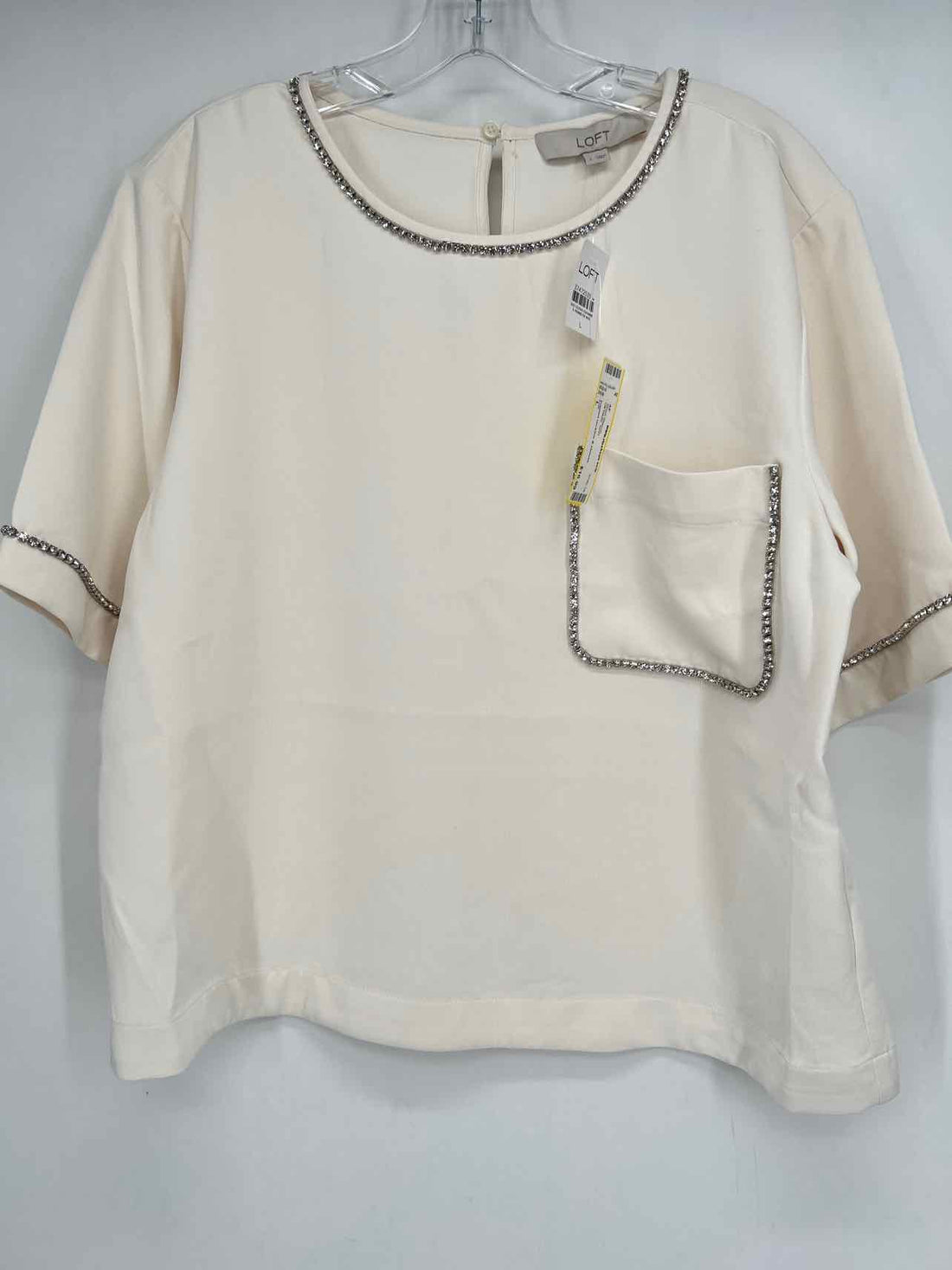 Loft Size L Off White NWT Short Sleeve