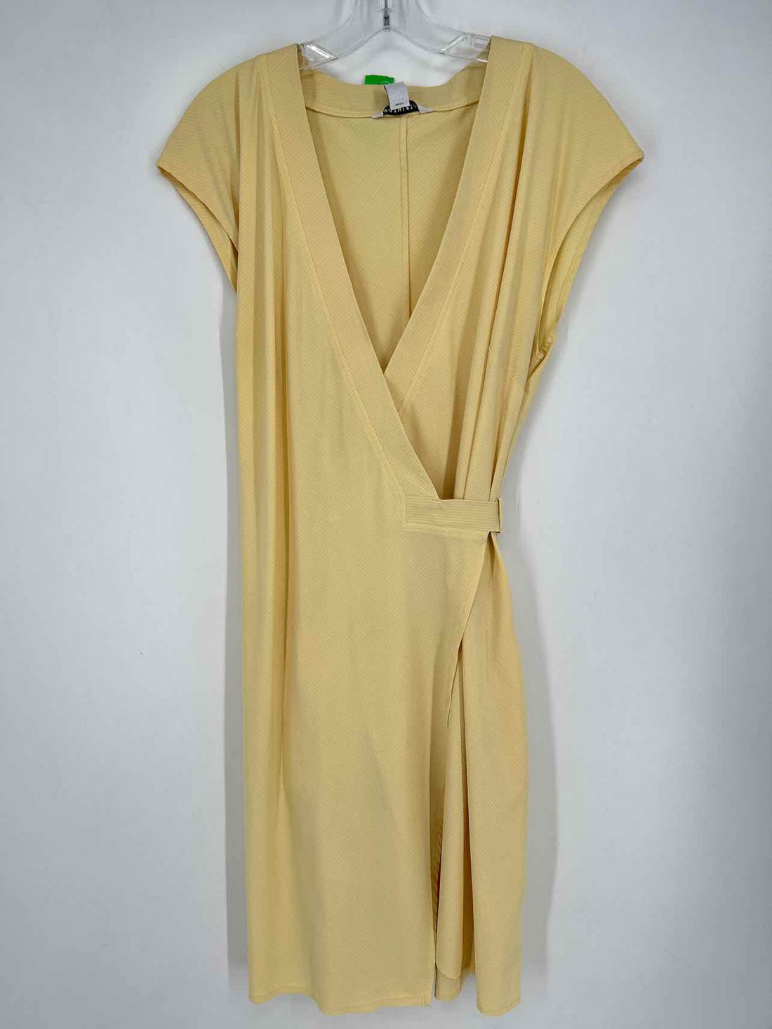 Athleta Size L Yellow Striped Short Sleeve Dress