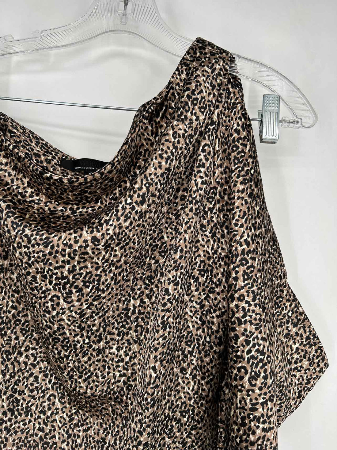 White House Black Market Size 6 Leopard One Shoulder Long Sleeve