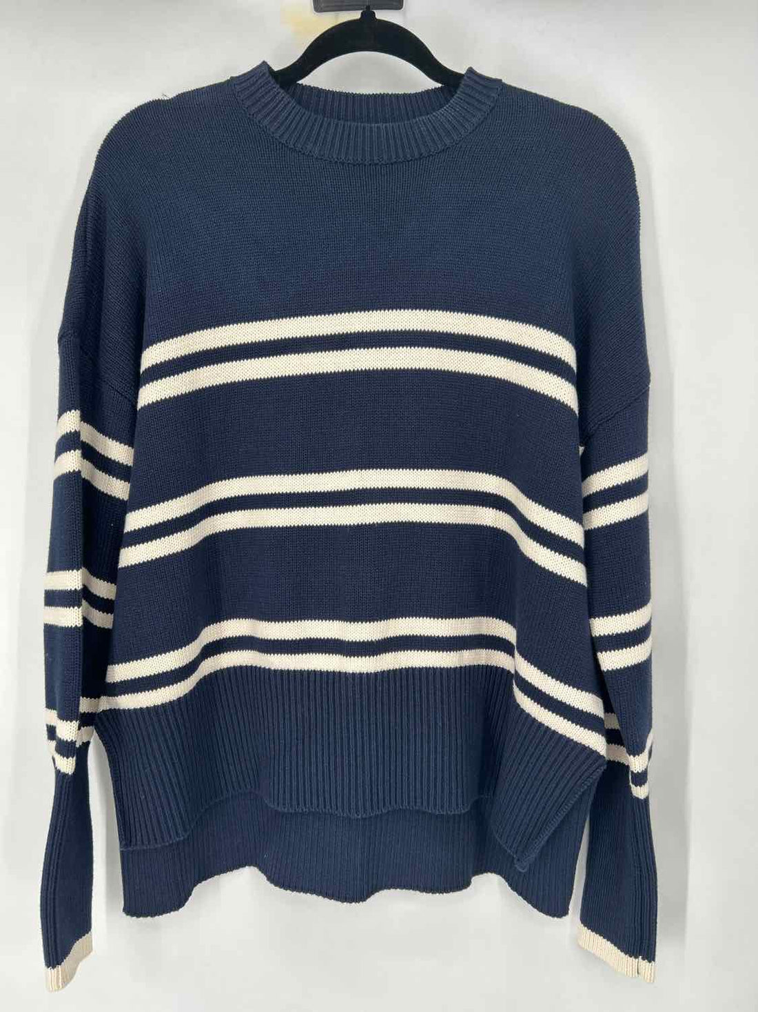 Olivaceous Size M Navy Striped Knit Sweater