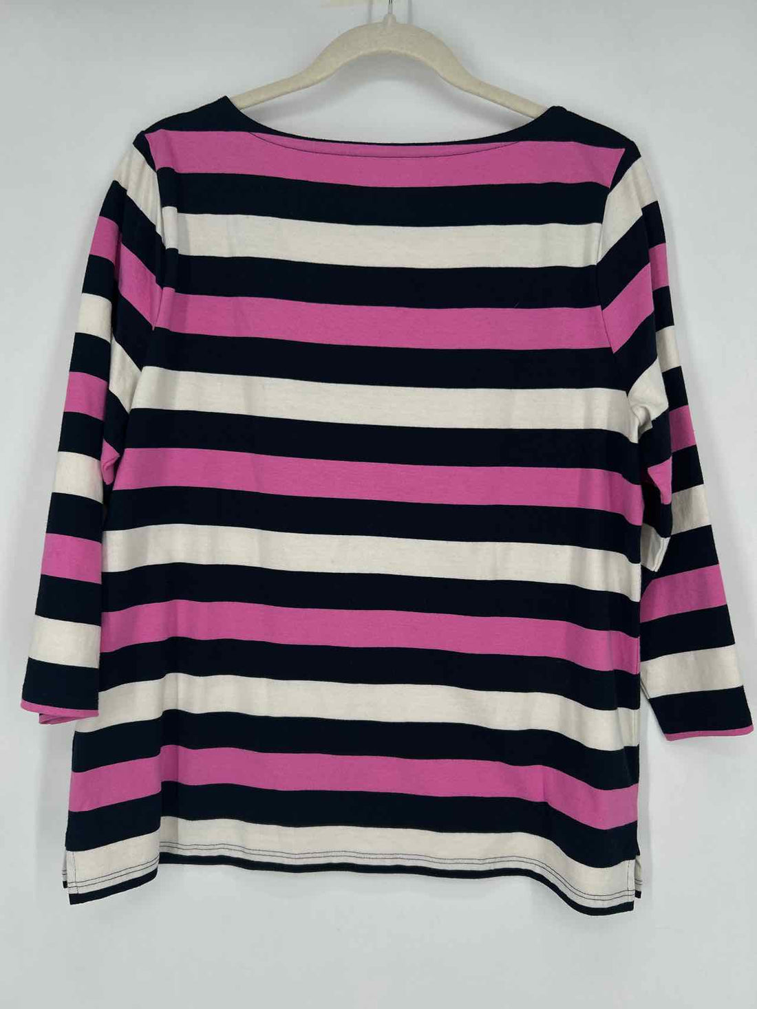 Talbots Size L Navy White & Pink Striped Long Sleeve