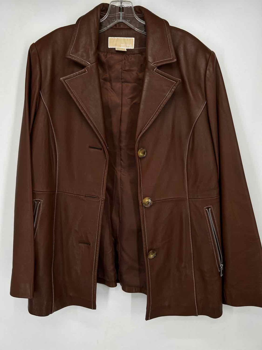 Michael Kors Size L Brown Leather Jacket