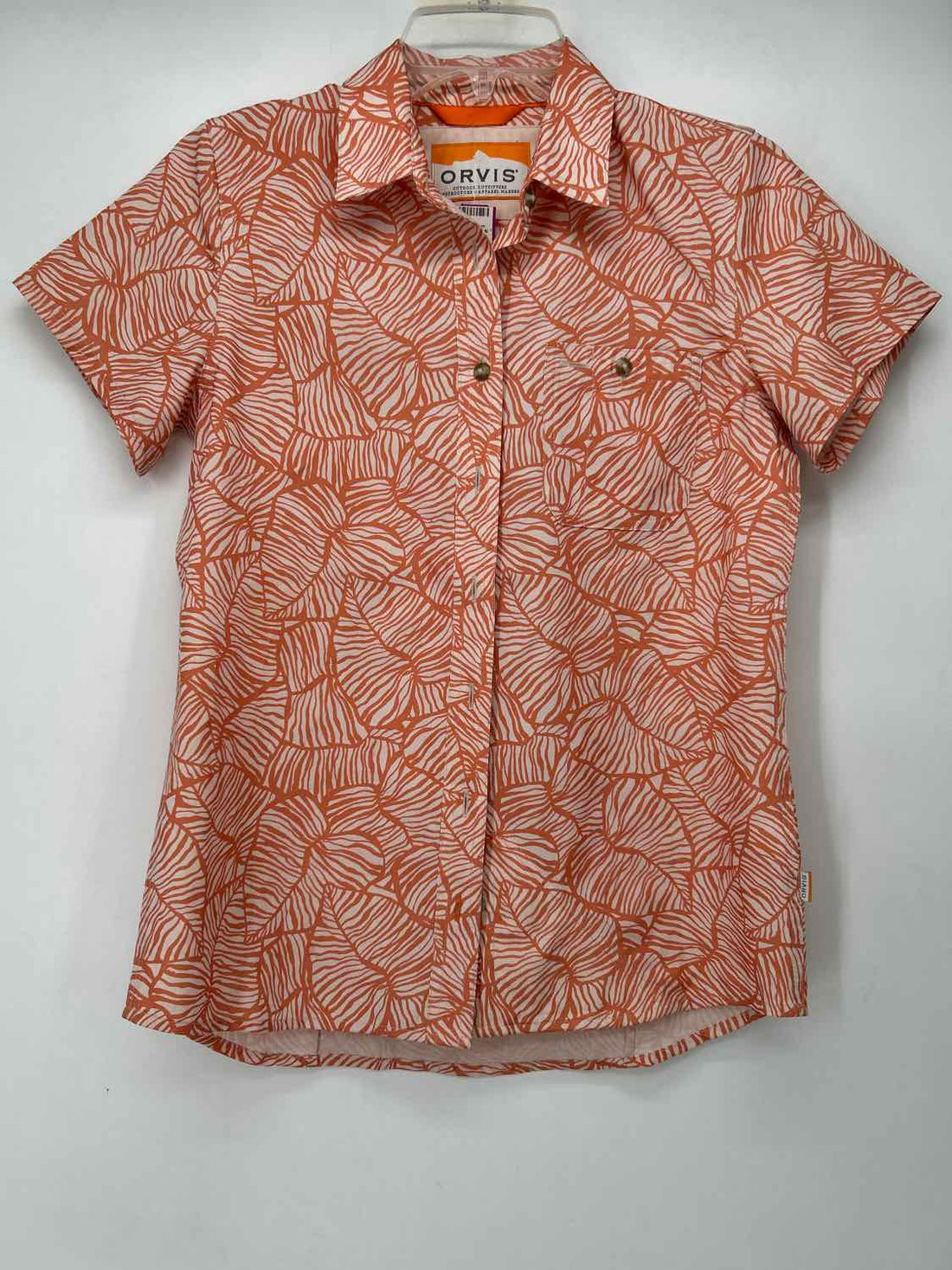 Orvis Size XS Orange Print Short Sleeve