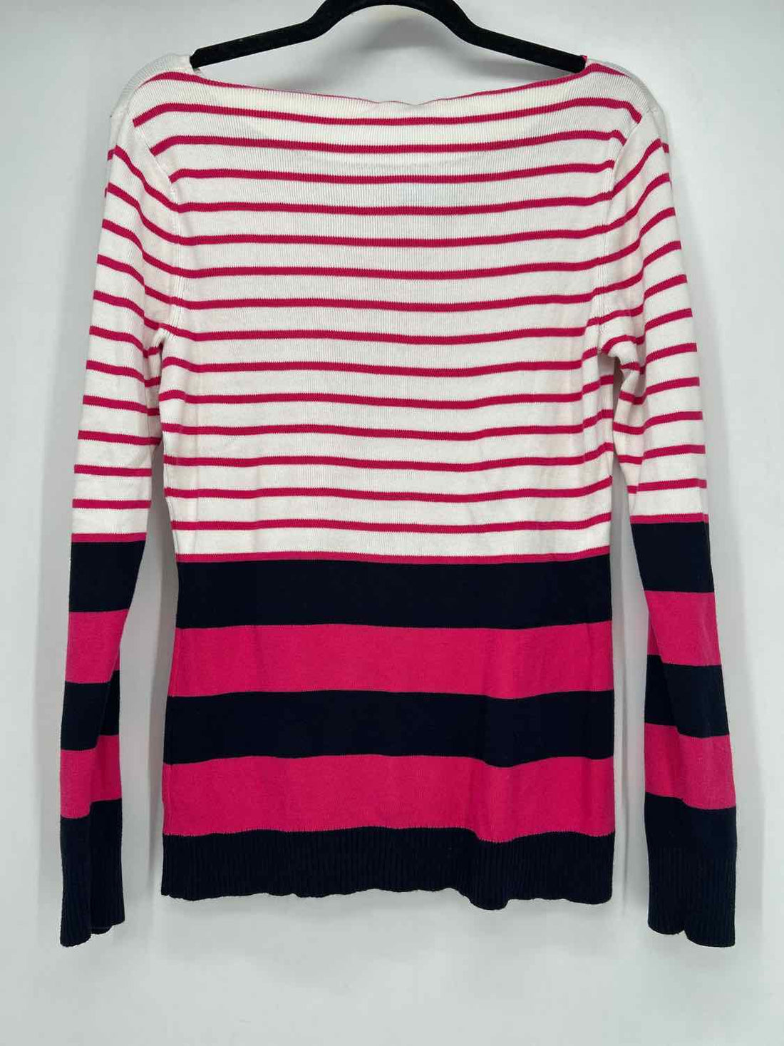 Tommy Hilfiger Size L White & Pink Stripe Sweater