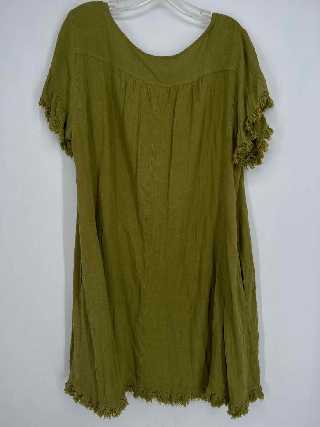 Umgee Size L Green Linen/Cotton Dress