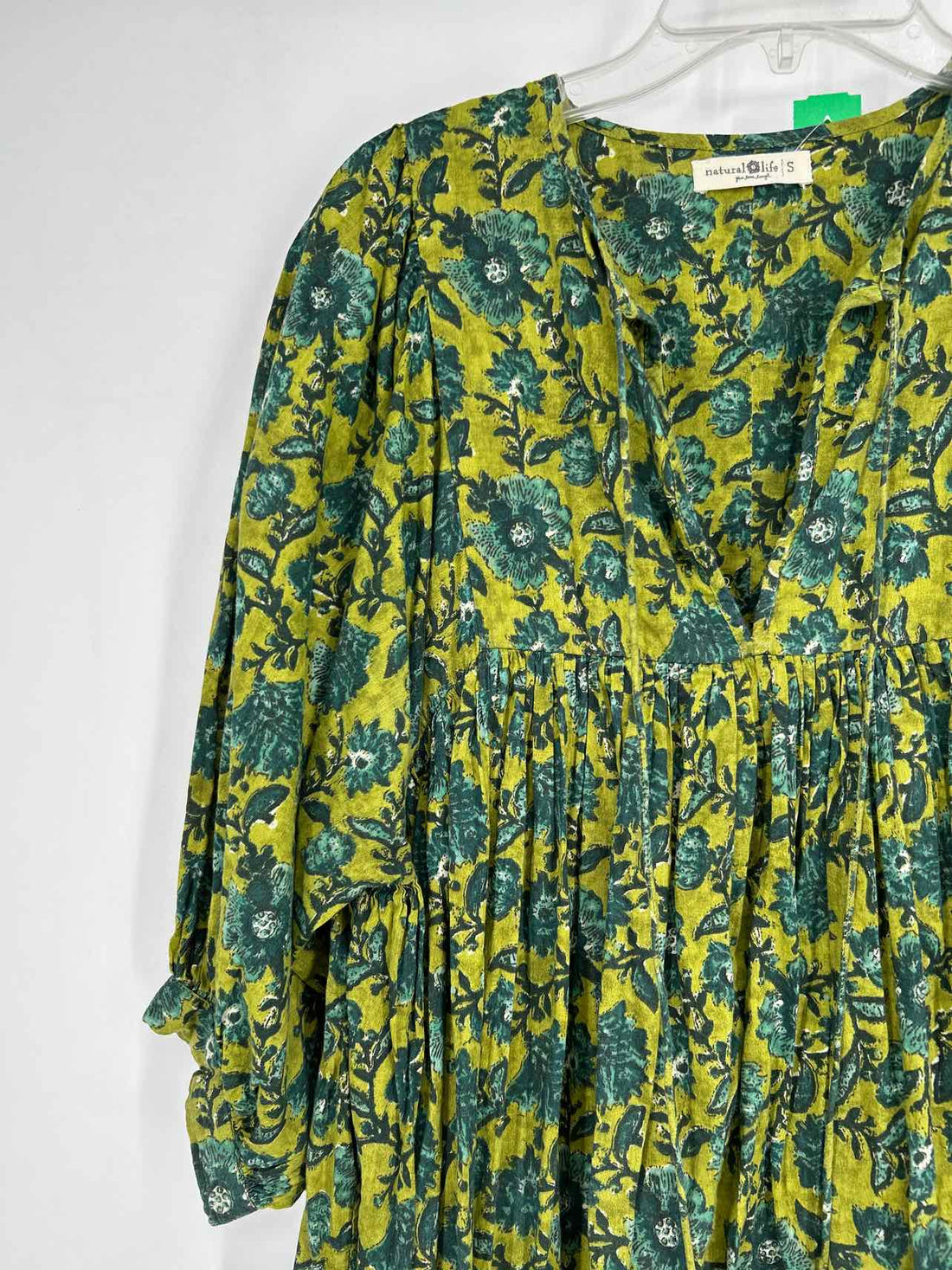Natural Life Size S Green Print Dress