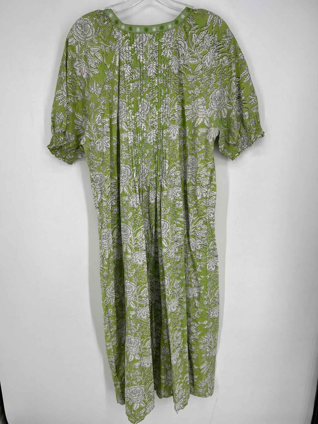 Monsoon Size XL Green & White Floral Short Sleeve Dress