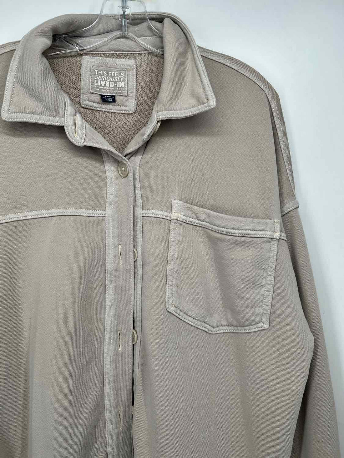 American Eagle Size L Taupe Shacket