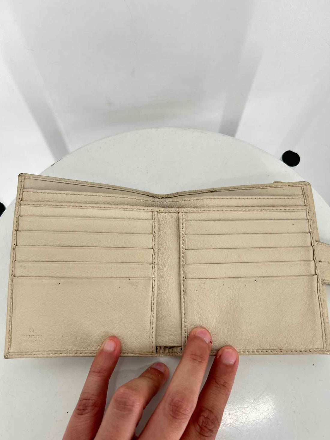 Gucci Guccissima French Flap Off White Double Sided Wallet