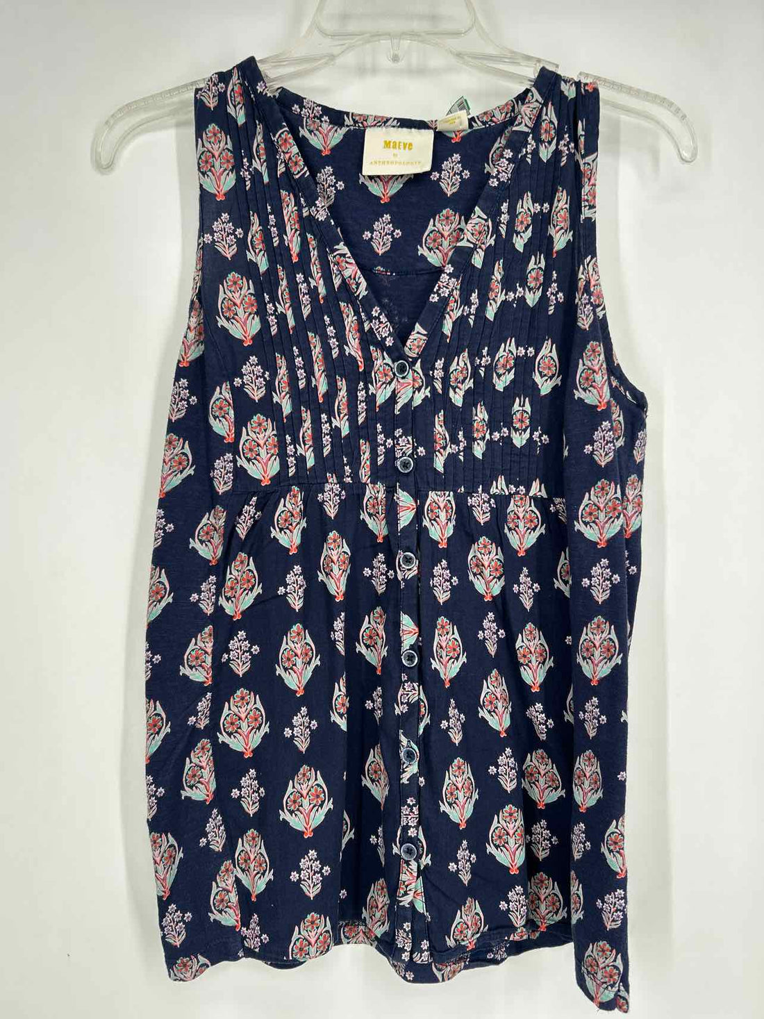 Maeve Size XS Navy Print Sleeveless
