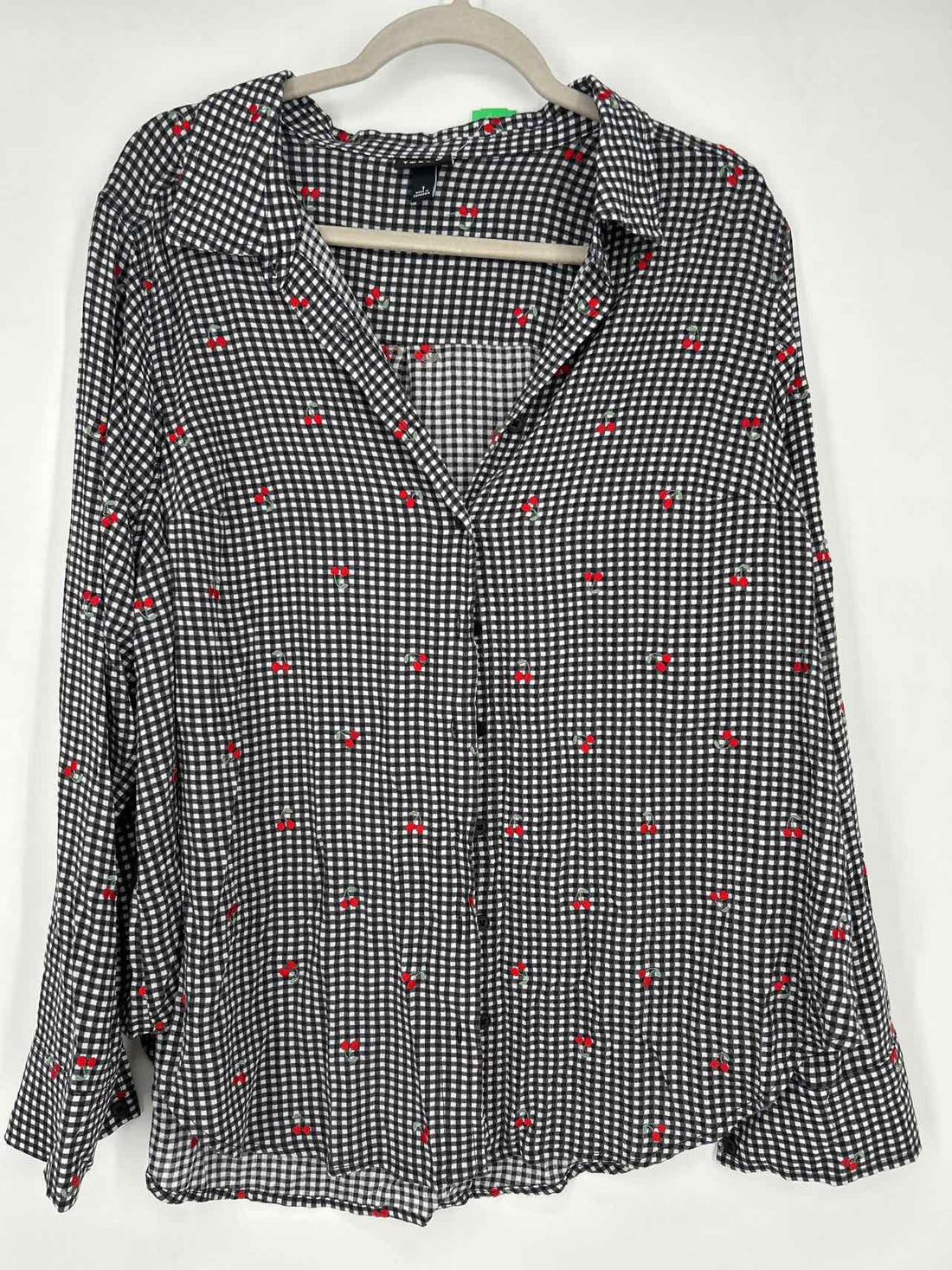 Torrid Size 1X Checkered Embroidered Long Sleeve Top/Blouse