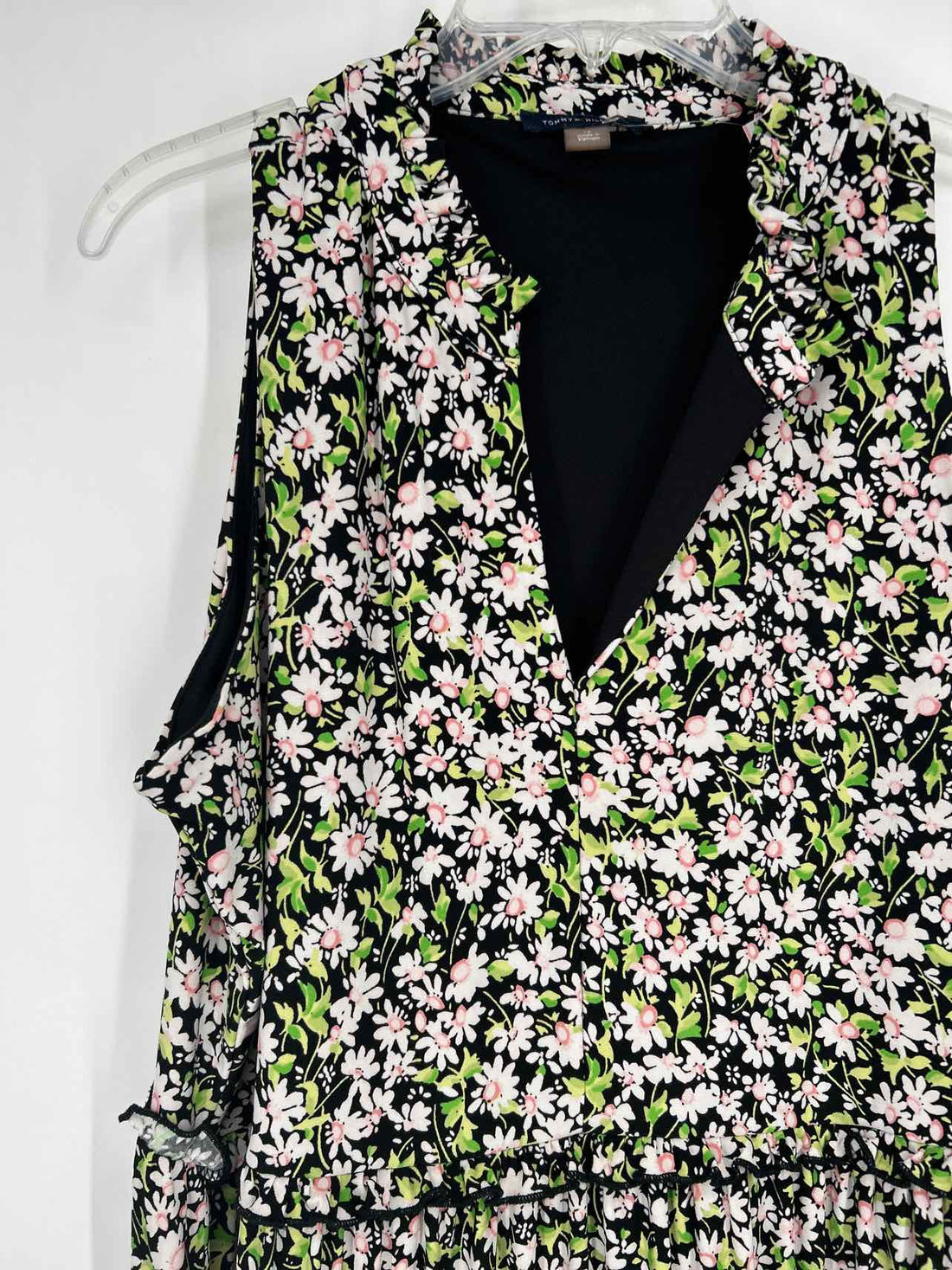 Tommy Hilfiger Size 14 Black & White Floral Sleeveless Dress