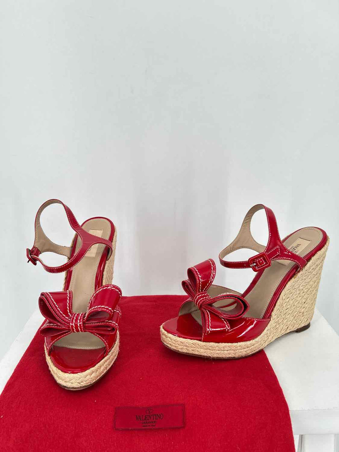 Valentino Garavani Women Size 40(9) Red Patent Leather Wedges