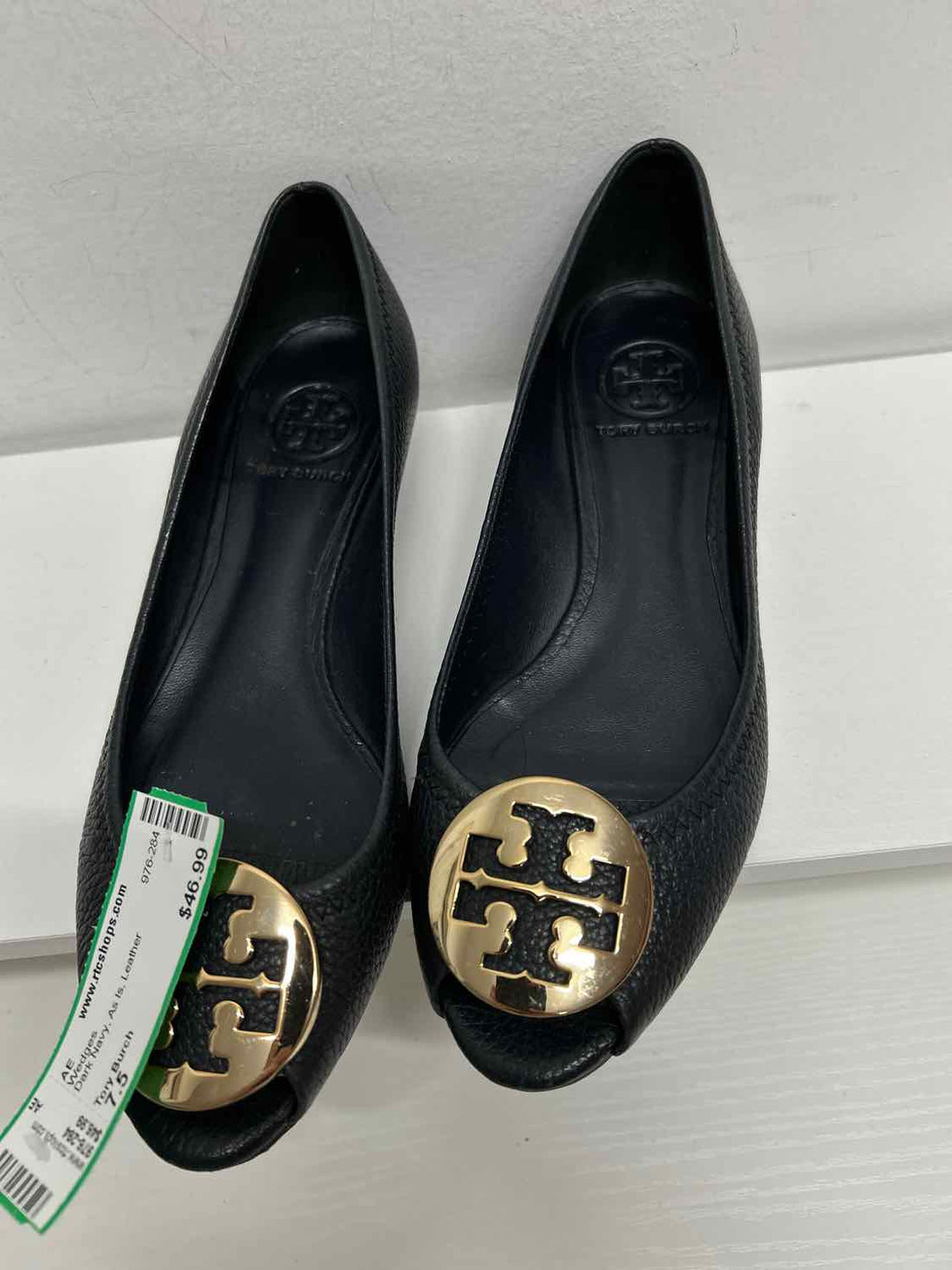 Tory Burch Women Size 7.5 Dark Navy As Is Leather Wedges