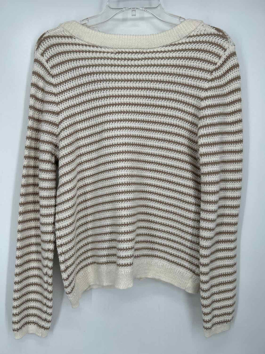 Beach Lunch Lounge Size S White & Khaki Striped Cardigan