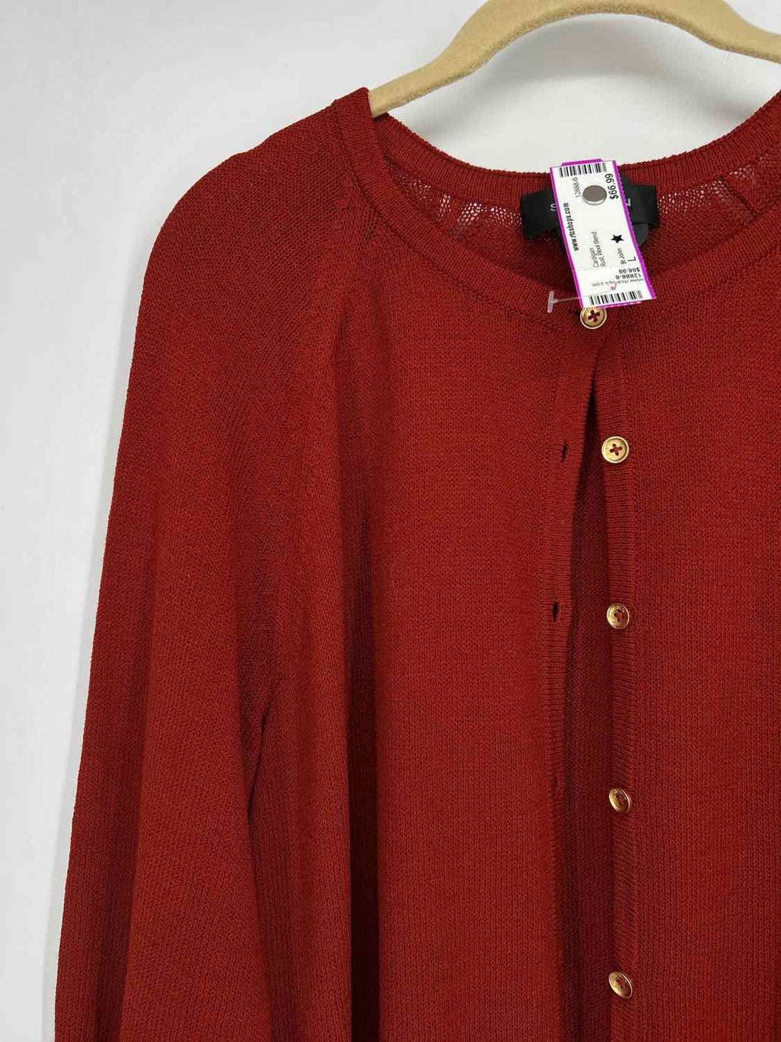 St John Size L Rust Wool Blend Cardigan