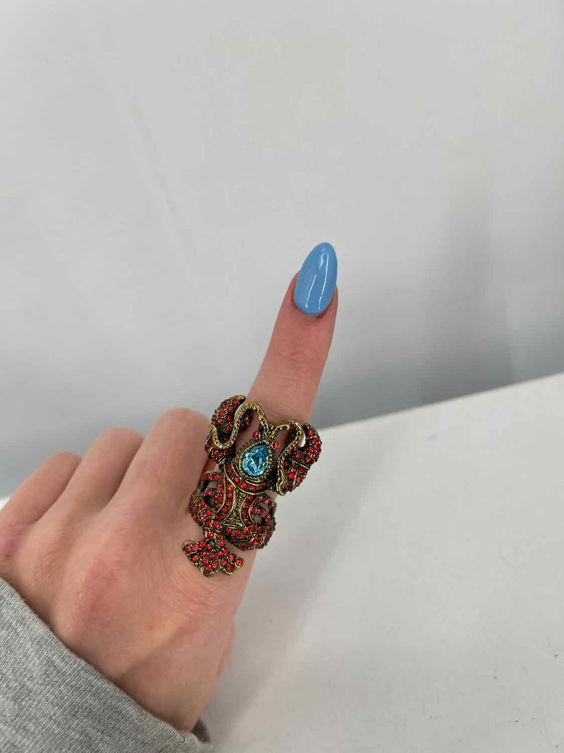 Heidi Daus Size 7 Gold Crystals Red Ring