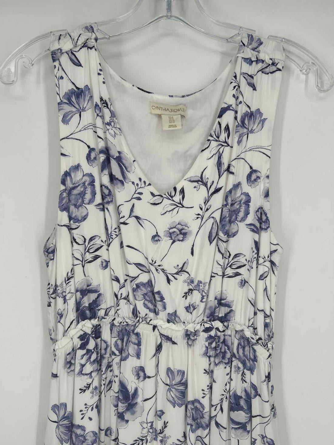 Cynthia Rowley Size 8 White & Blue Floral Sleeveless Dress