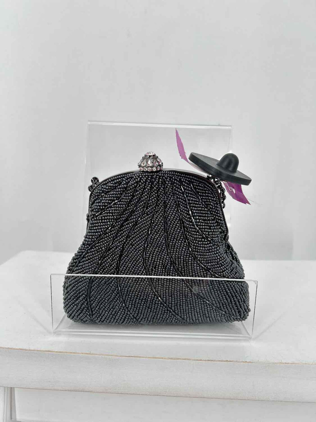 Inge Christopher Gunmetal Beaded Pre Owned Purse