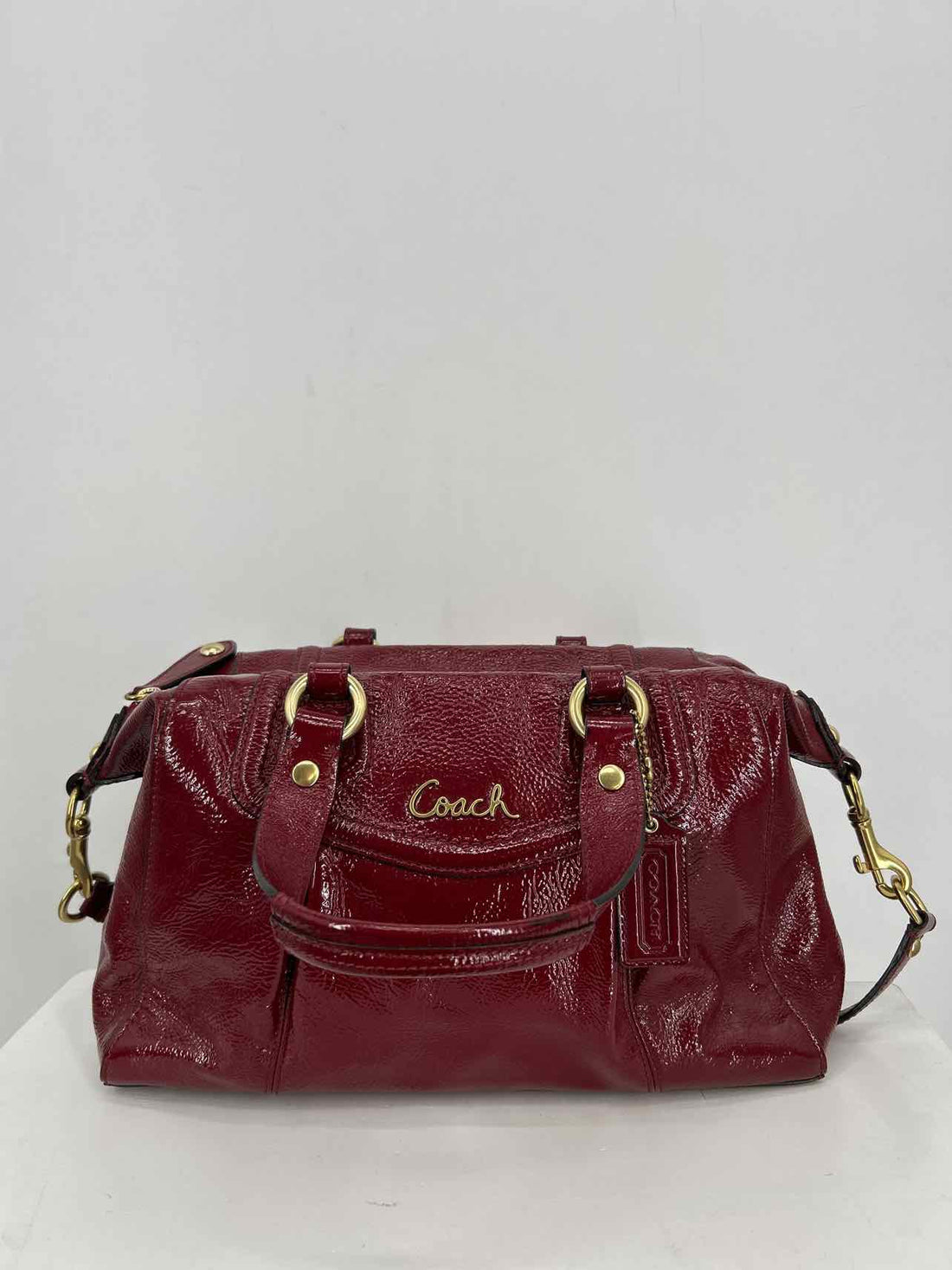 Coach Dark Red Patent Leather Good Satchel