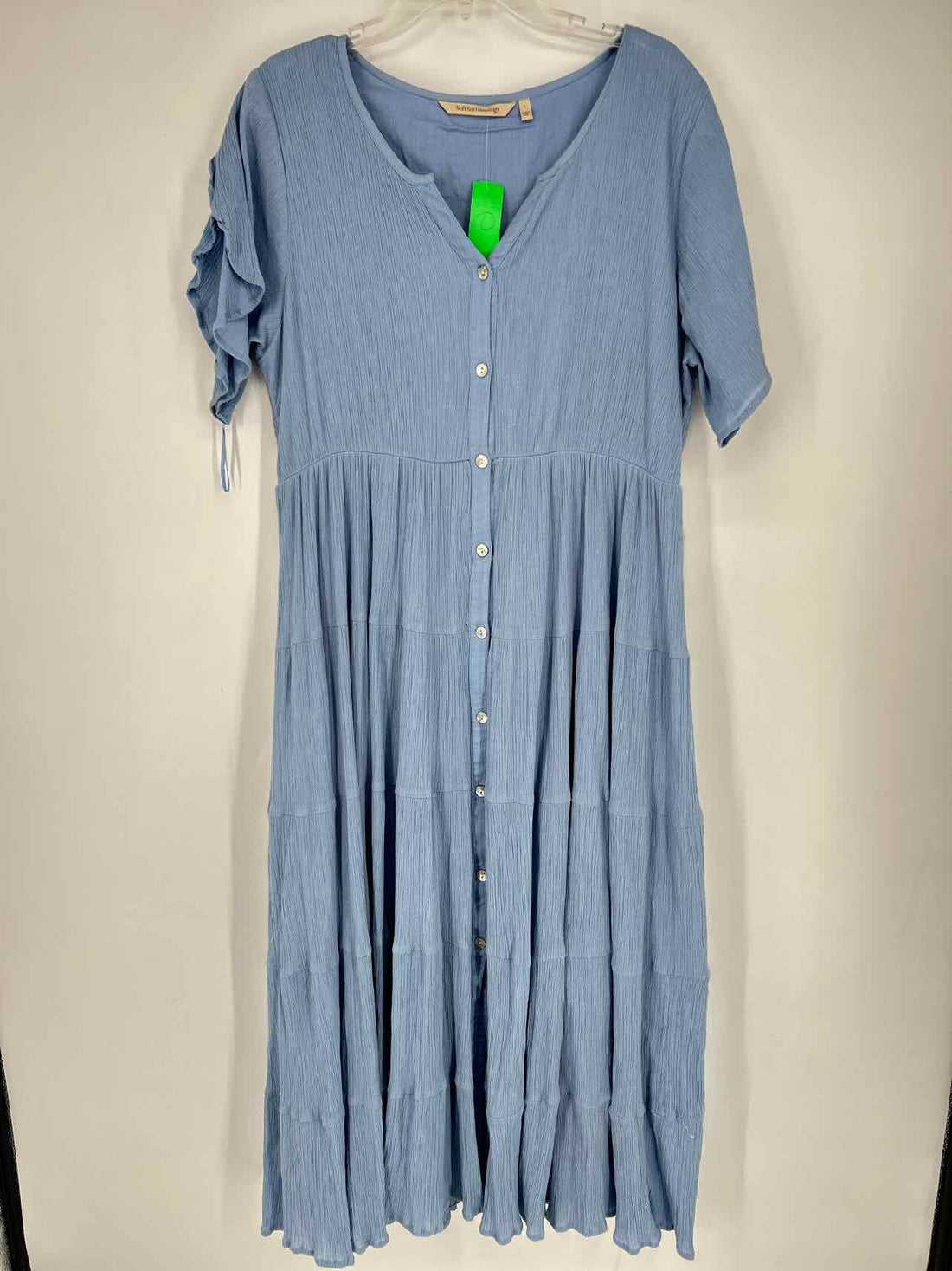 Soft Surroundings Size L Light Blue Short Sleeve Dress