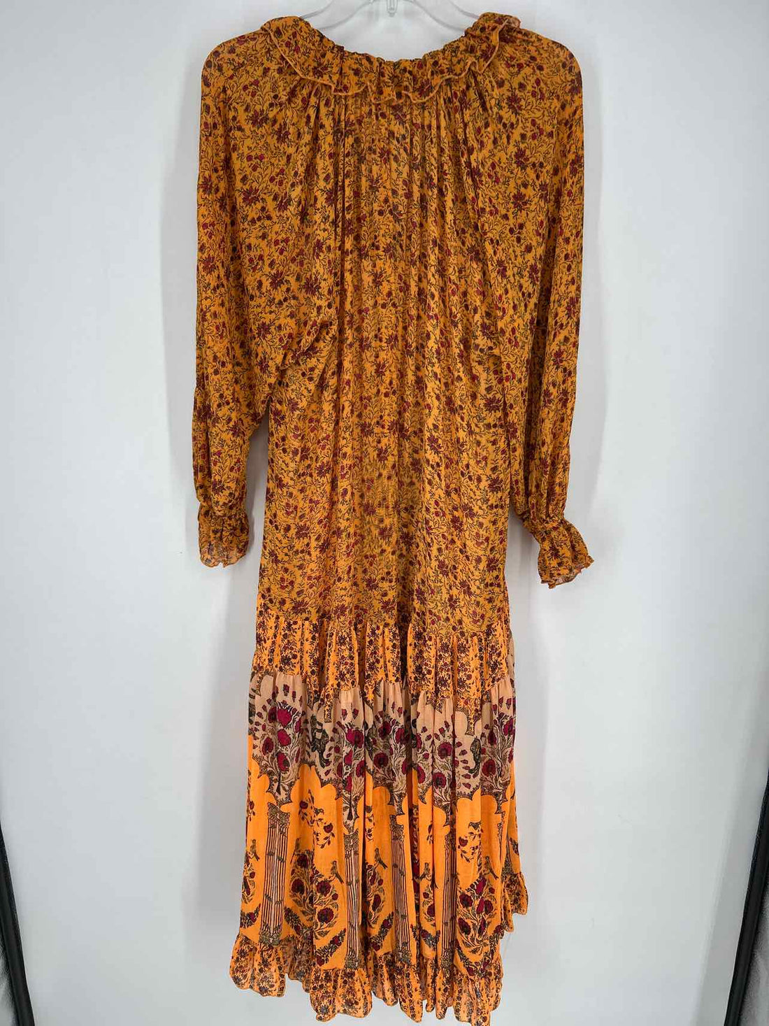 Free People Size XS Orange & Pink Floral Long Sleeve Dress