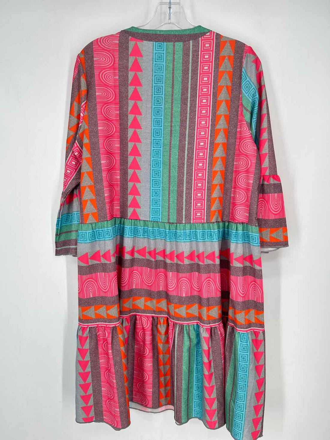 Made With Love Size M Neon Pink Print Long Sleeve Dress