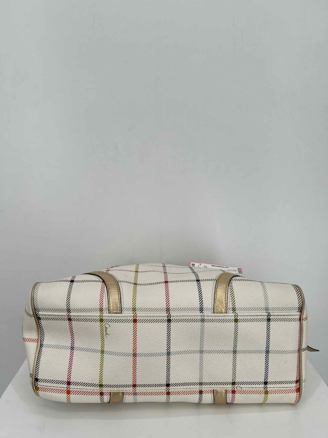 Coach White Plaid Leather Pre Owned Tote