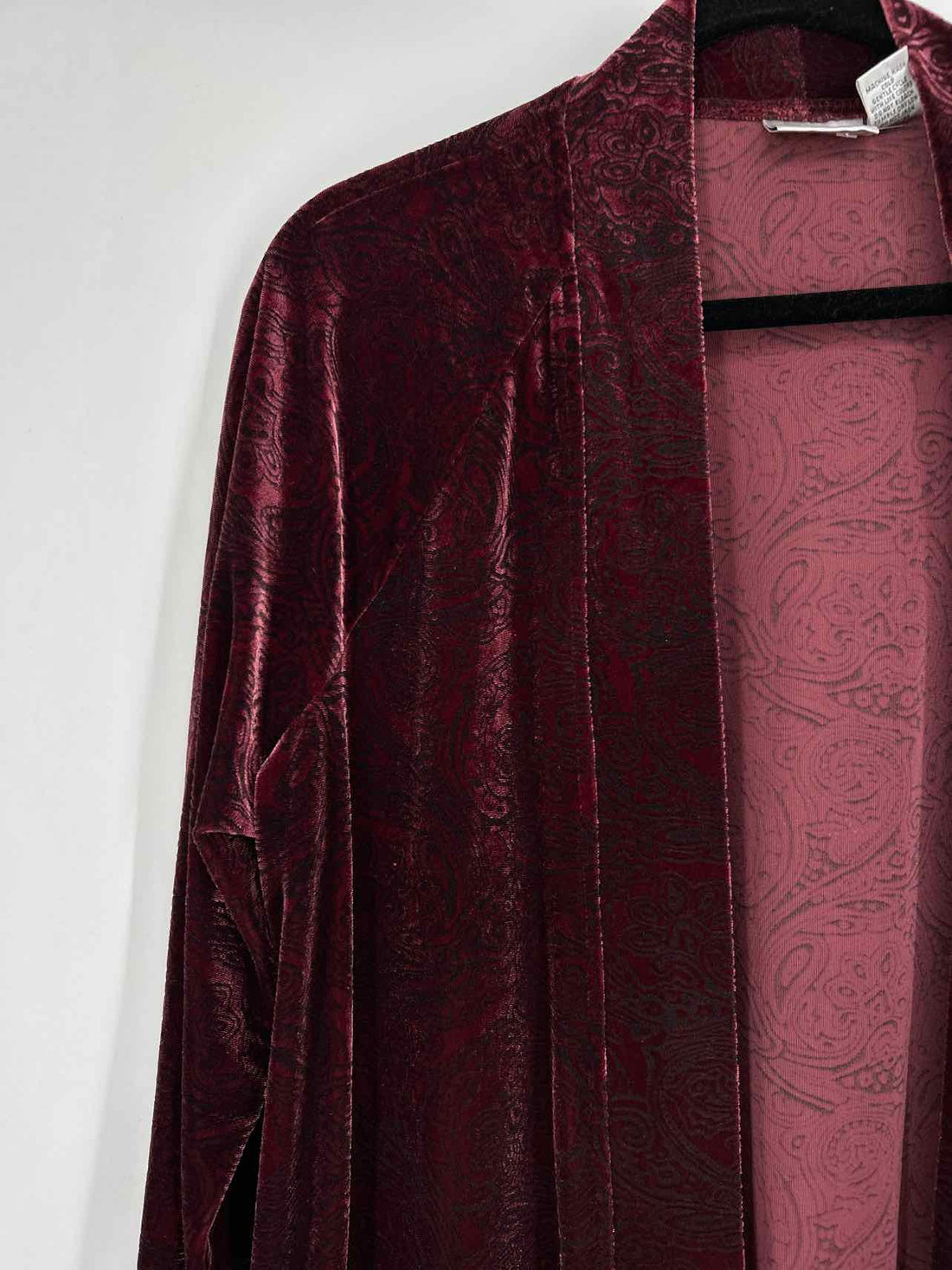 Chicos Size 2 (L) Burgundy Velvet Cardigan