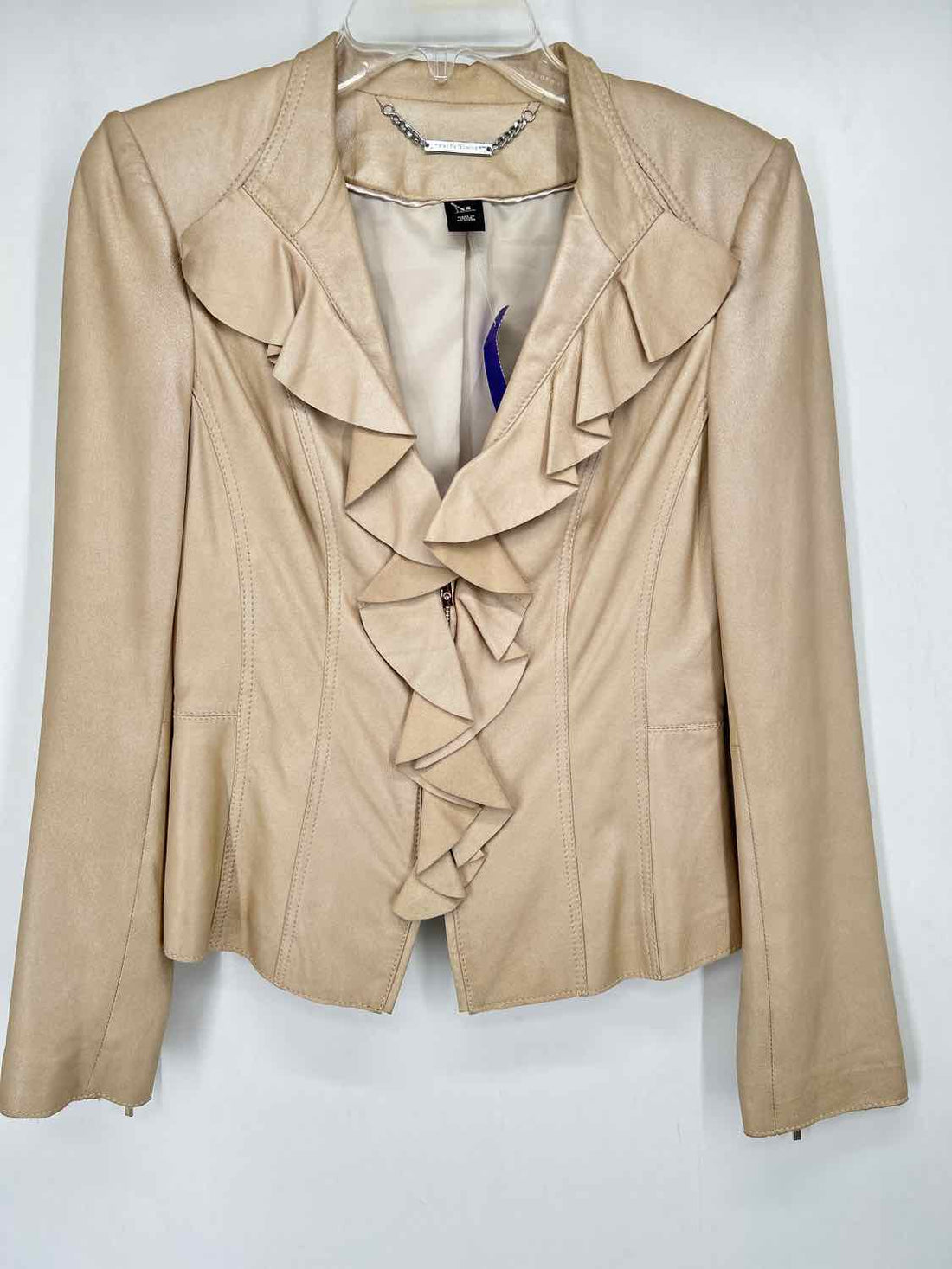 White House Black Market Size XS Metallic Beige Leather Jacket