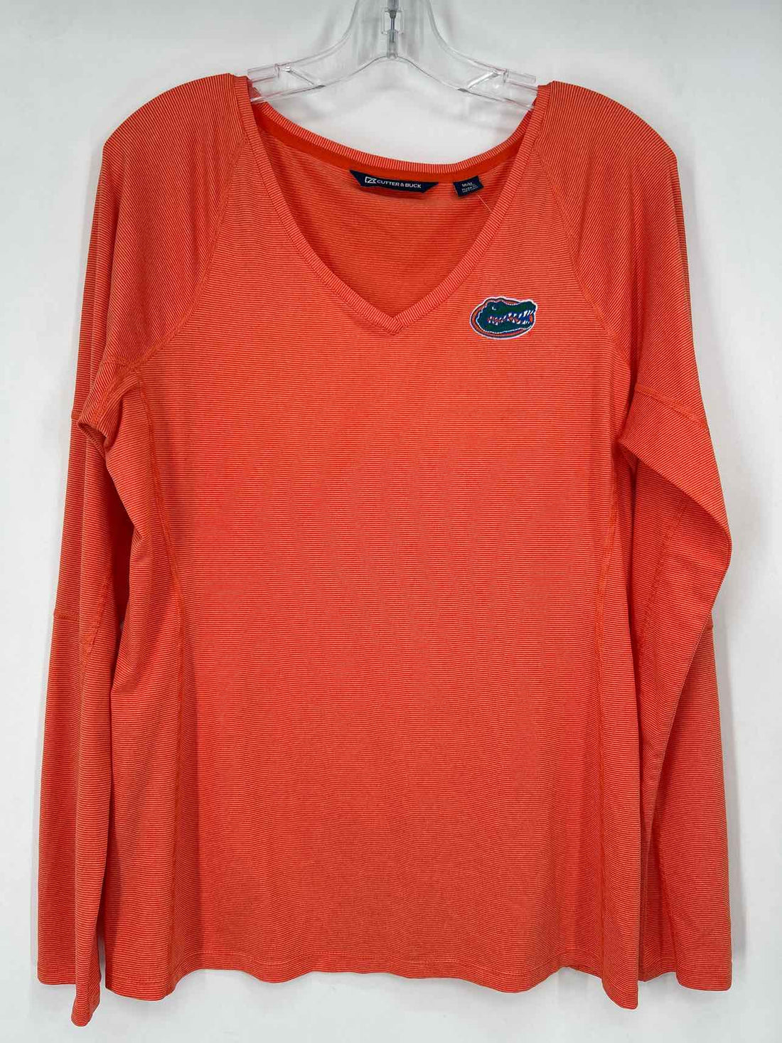 Cutter & Buck Size M Orange Stripe Long Sleeve Active Tops