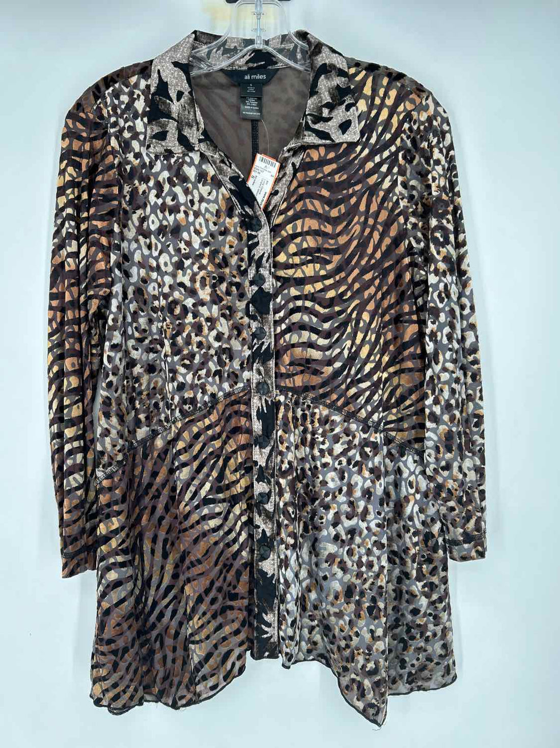 Ali miles Size S Leopard Velvet Burn Out Long Sleeve