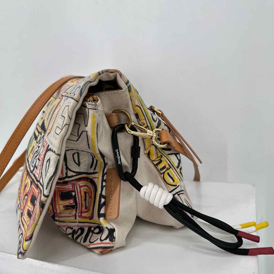 Desigual Beige Print Canvas Crossbody