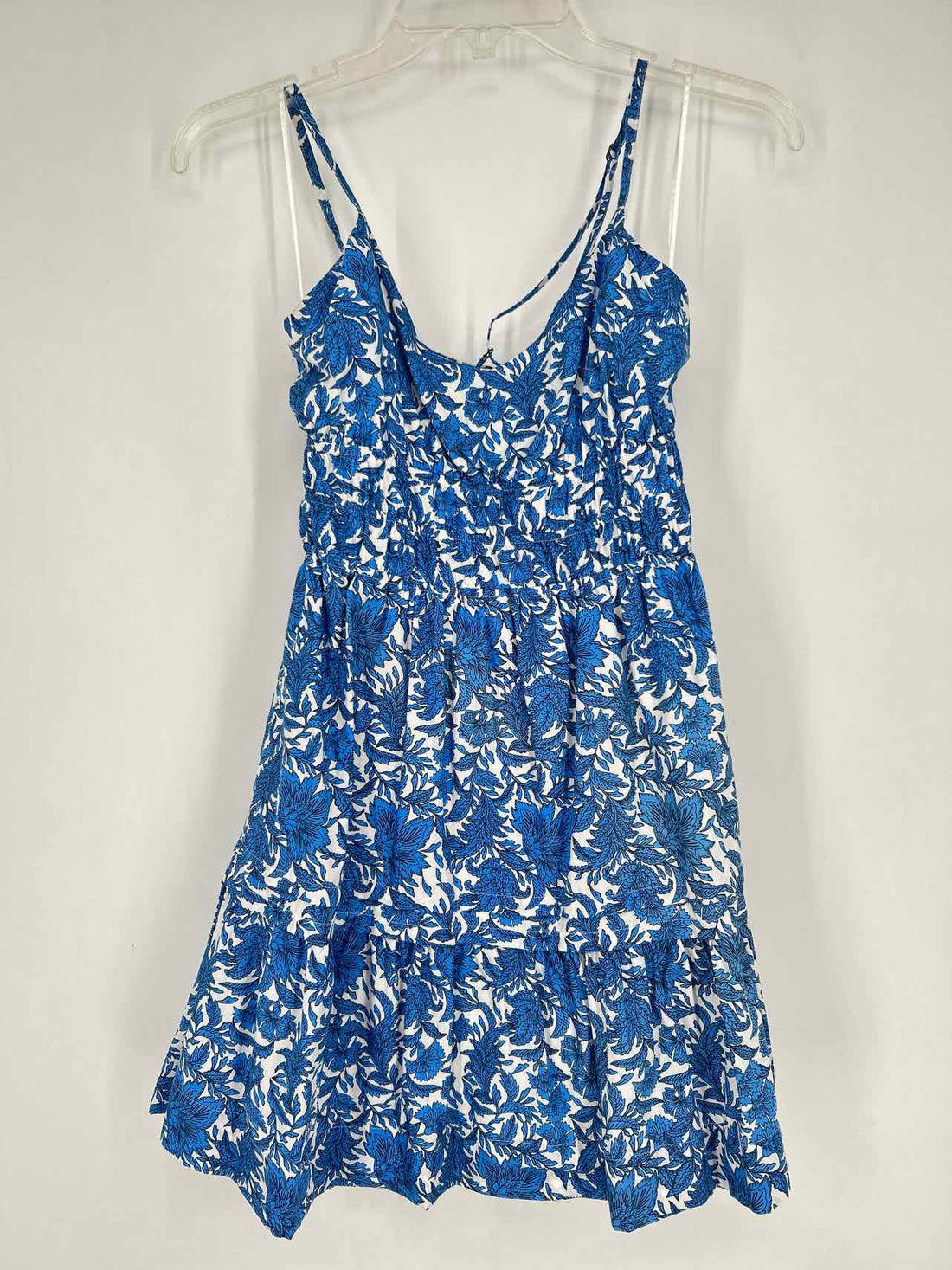 By Anthropologie Size XS White & Blue Floral Sleeveless Dress