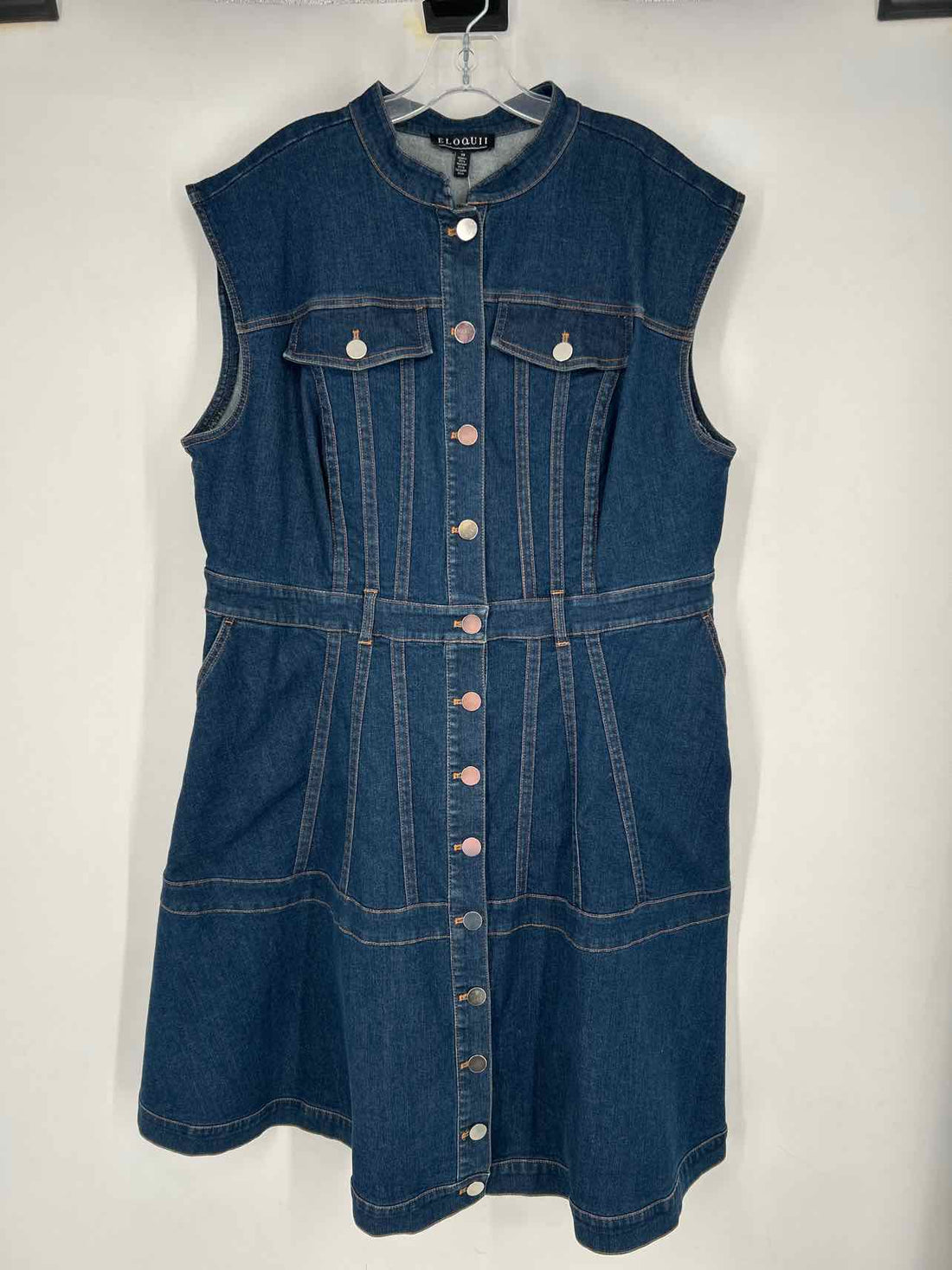 Eloquii Size 18 Dark Wash Denim Short Sleeve Dress