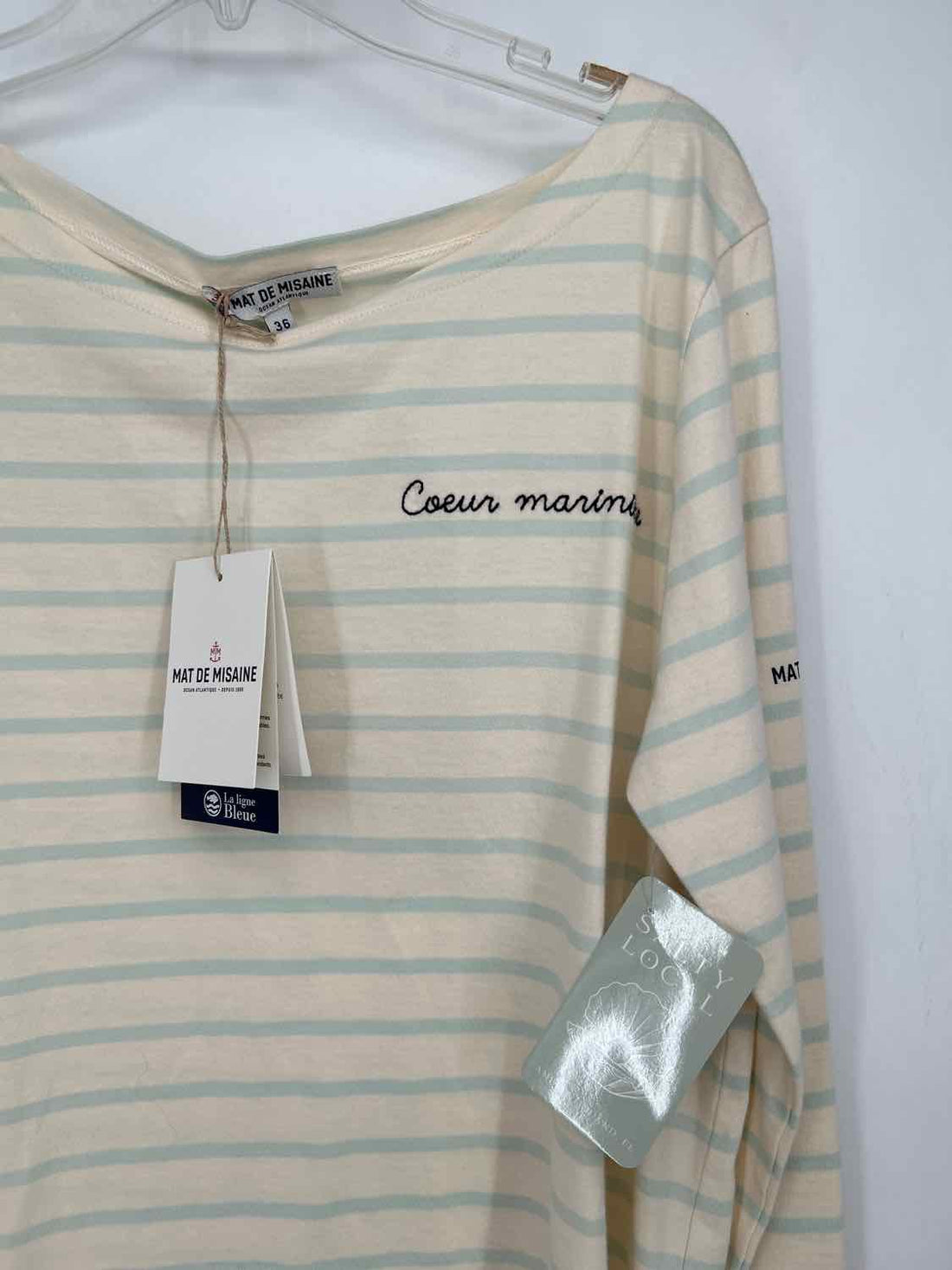 Mat De Misaine XS/S Cream & Light Blue Striped NWT Boutique Top