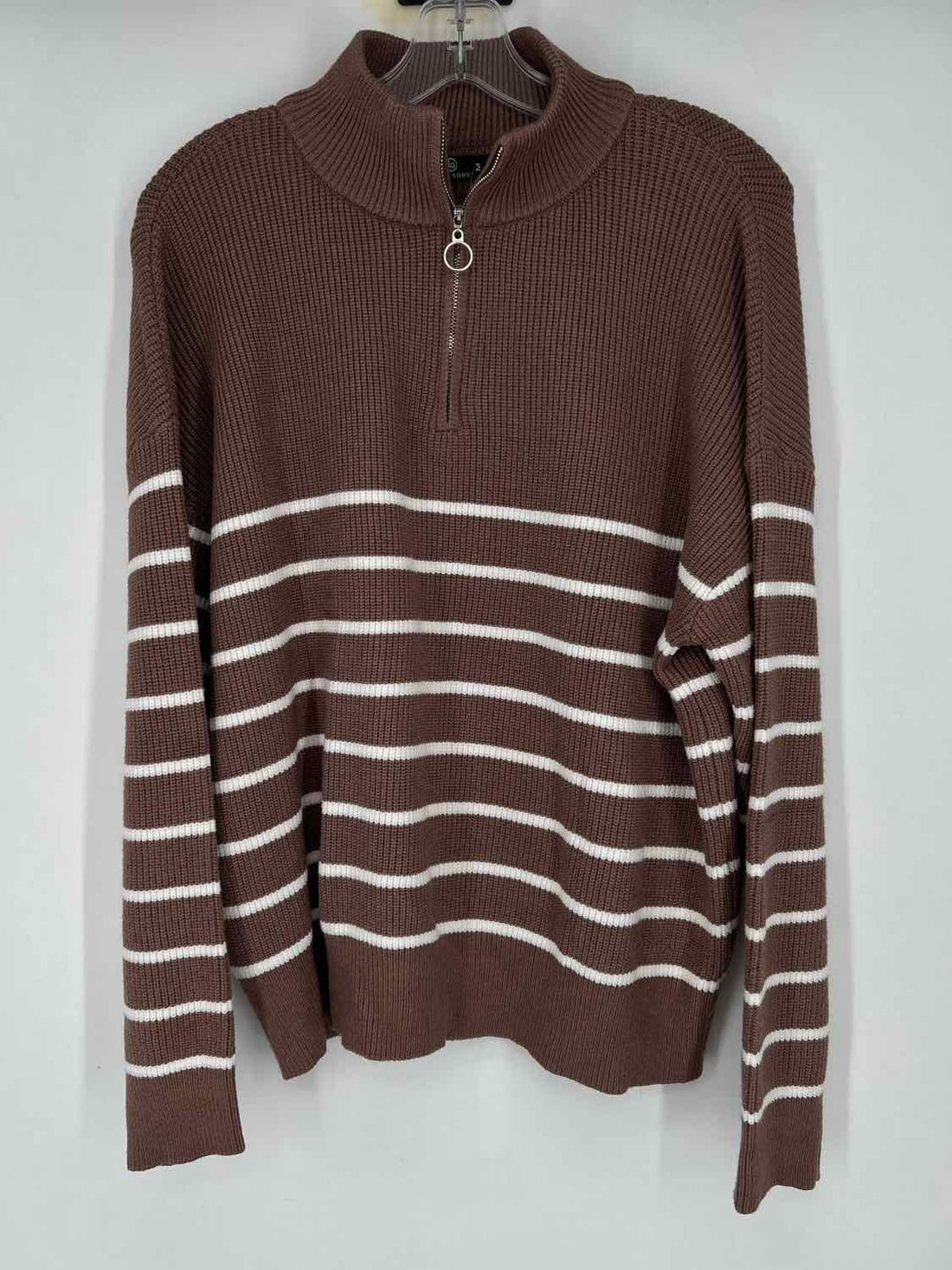 Lillusory Size M Taupe & White Striped Sweater