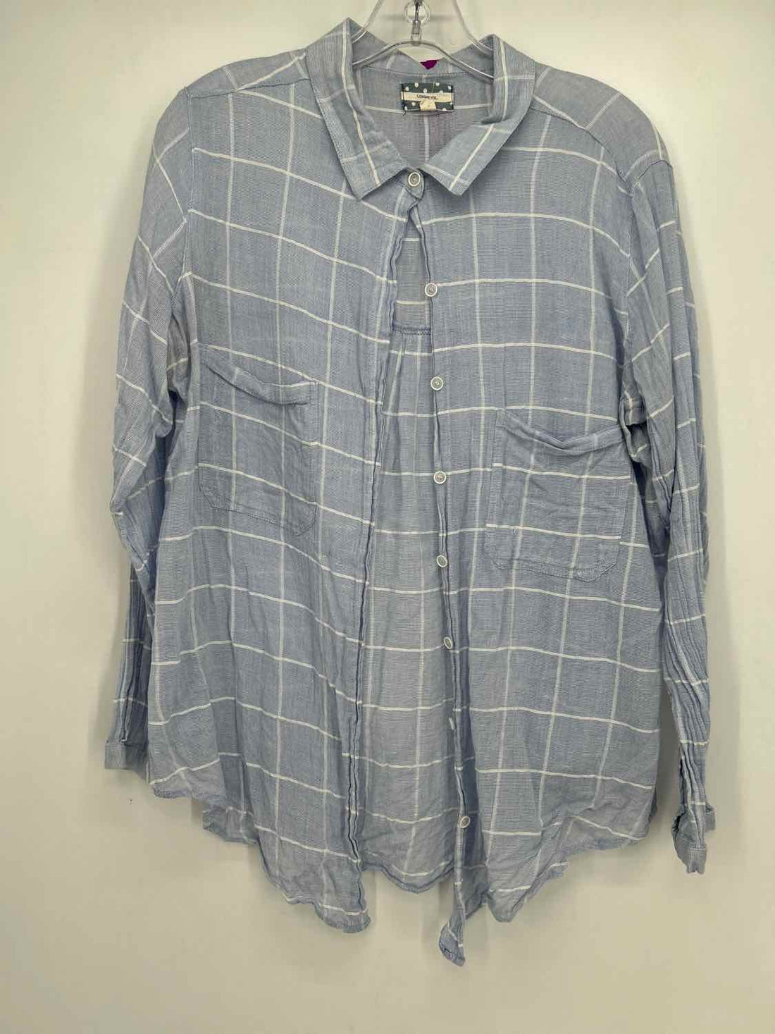 Comme Toi Size M Blue Print Long Sleeve