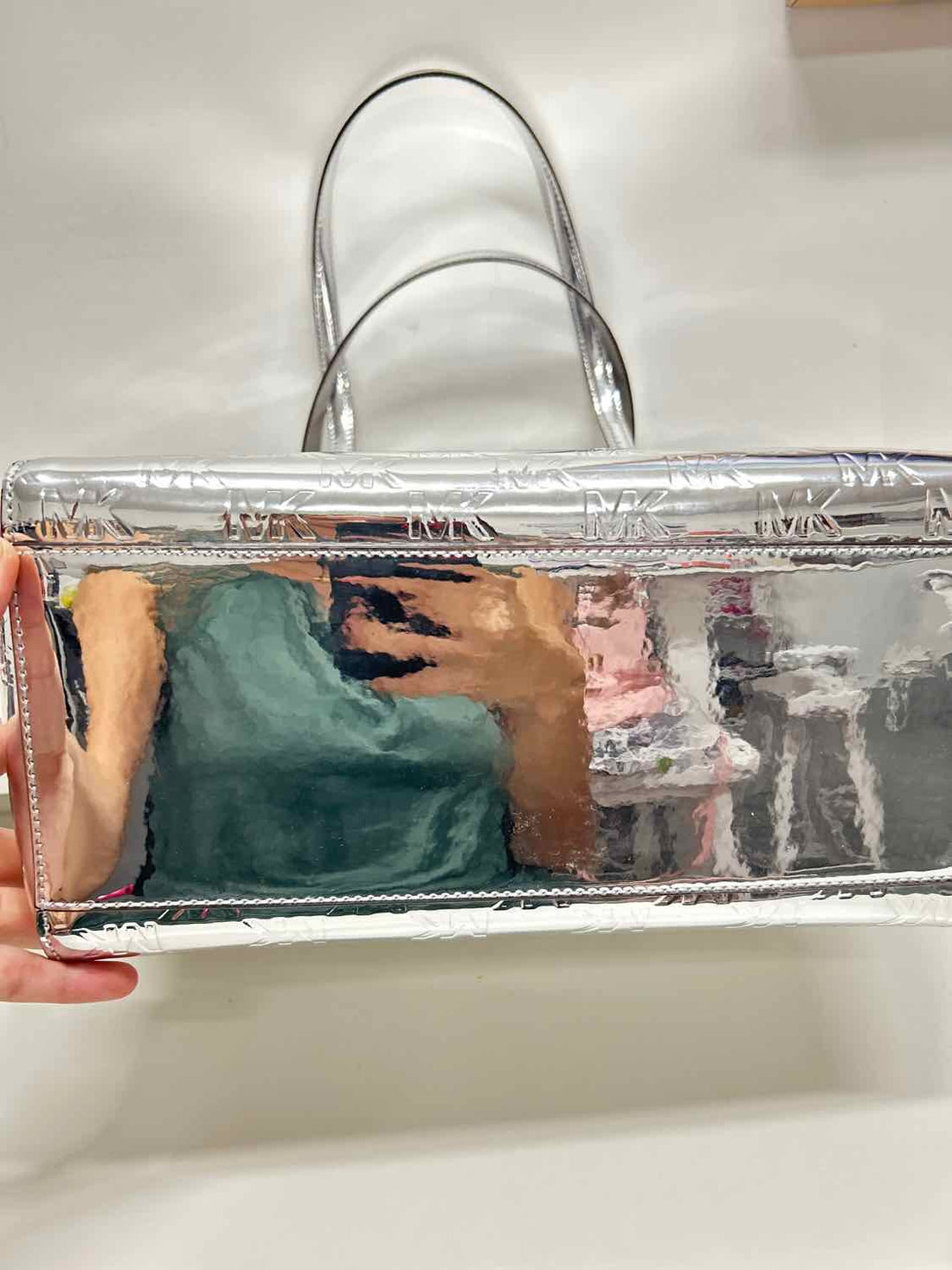 Michael Kors Silver Patent Leather Excellent Condition Tote