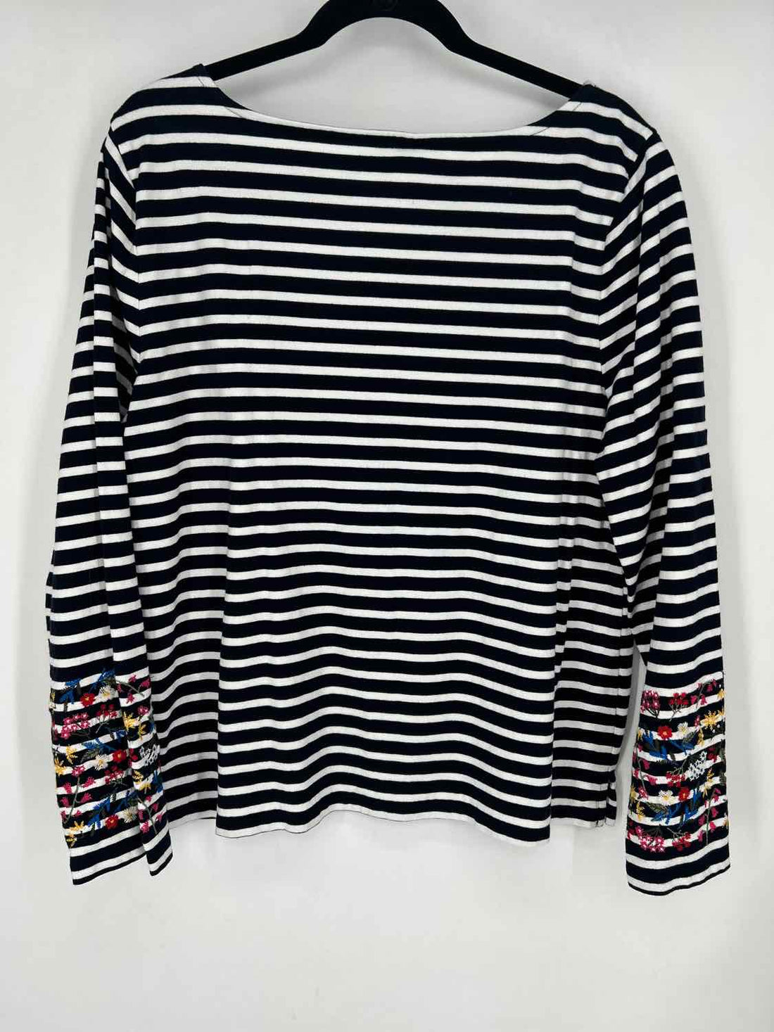 Talbots Size XL Navy & White Striped Embroidered Long Sleeve