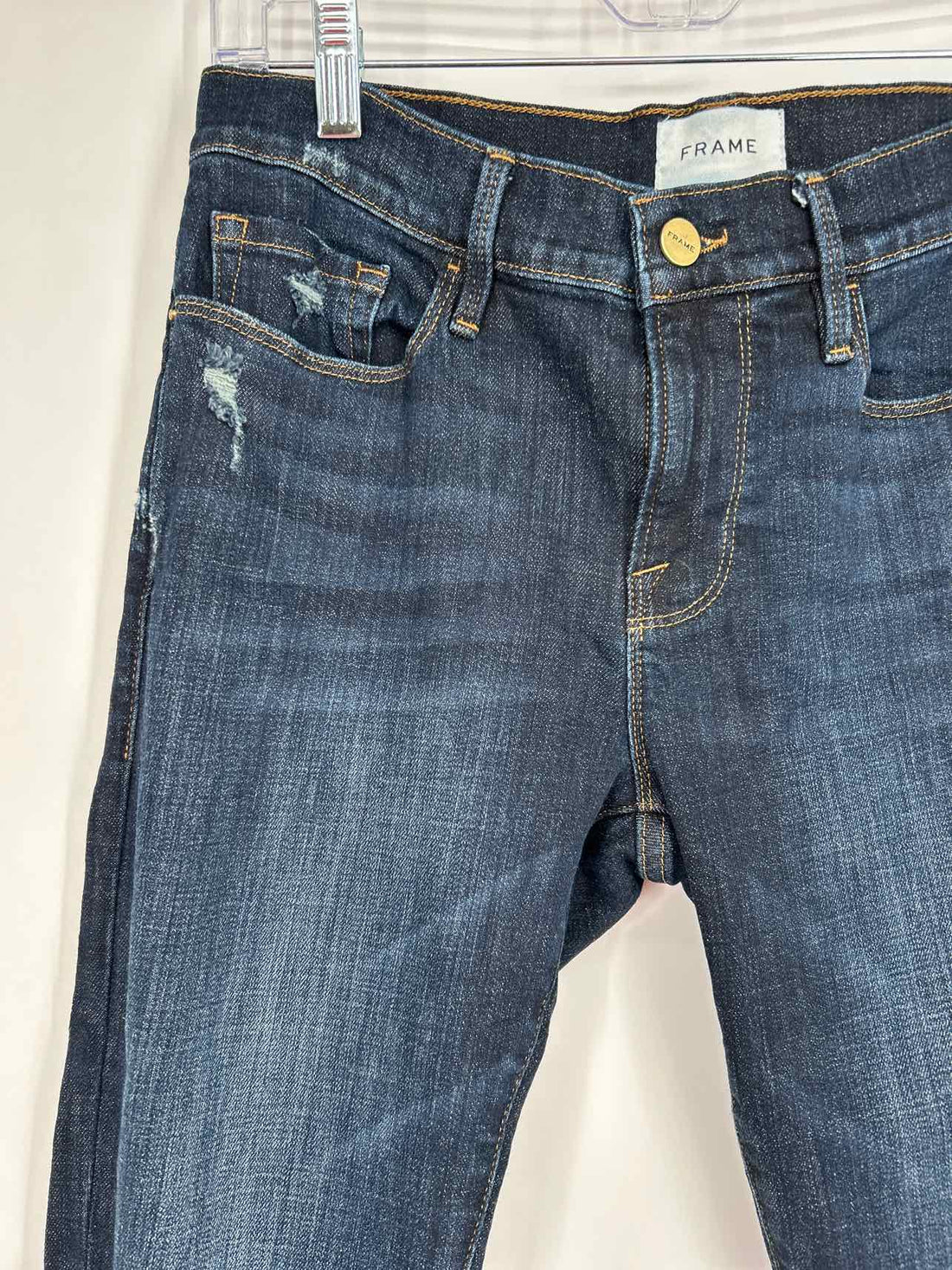 Frame Size 27 Dark Wash Distressed Jeans
