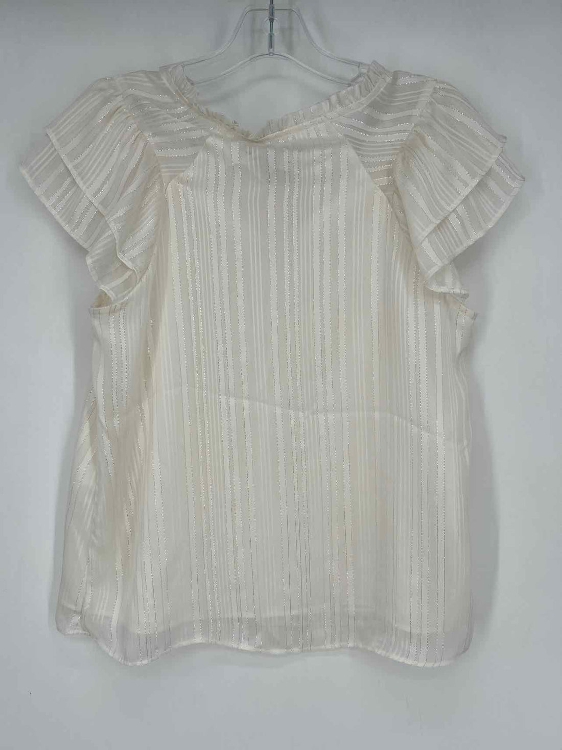 Banana Republic Size S White Striped Shimmer Short Sleeve
