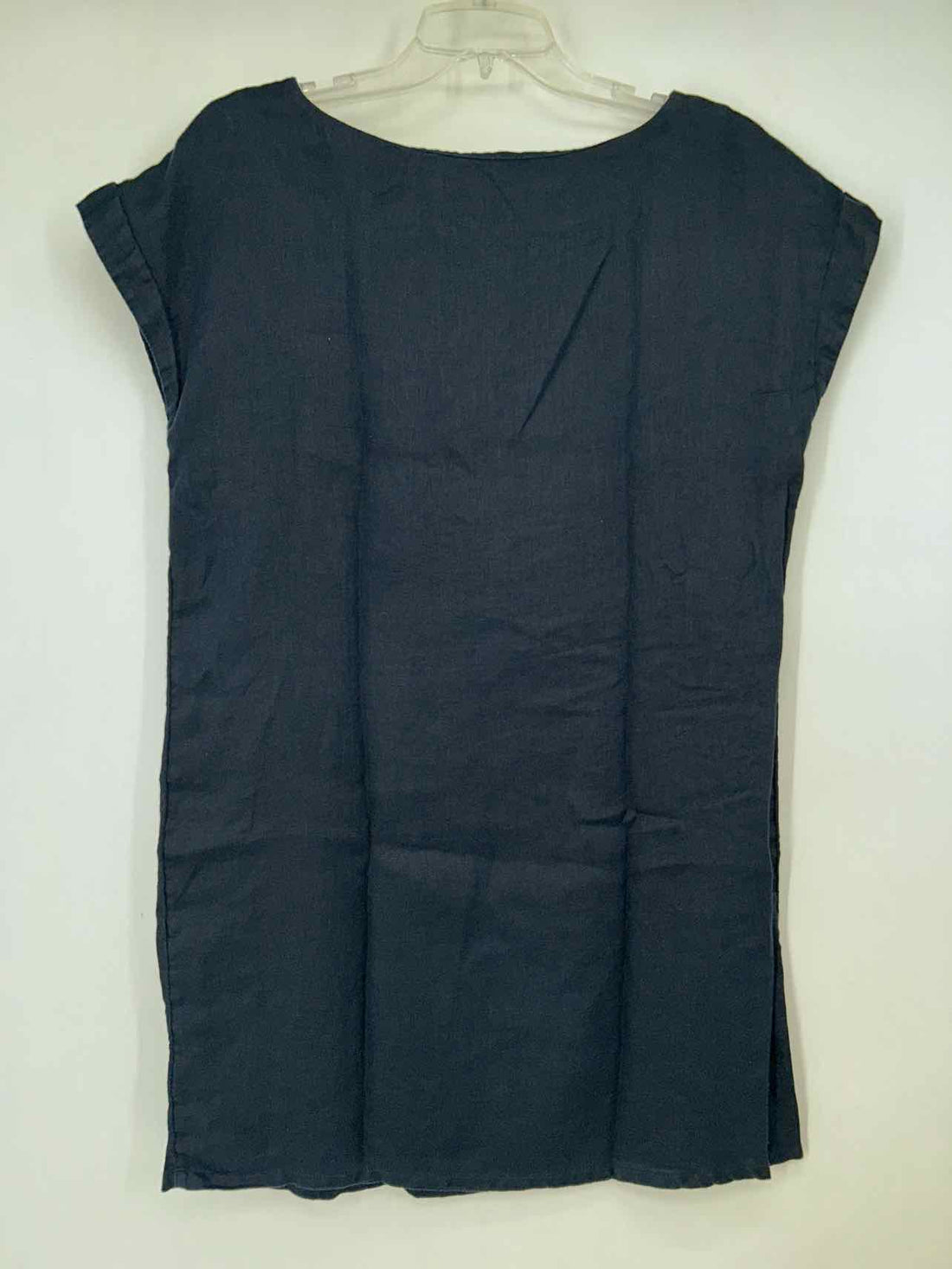 Tahari Size M Navy Linen Short Sleeve Dress