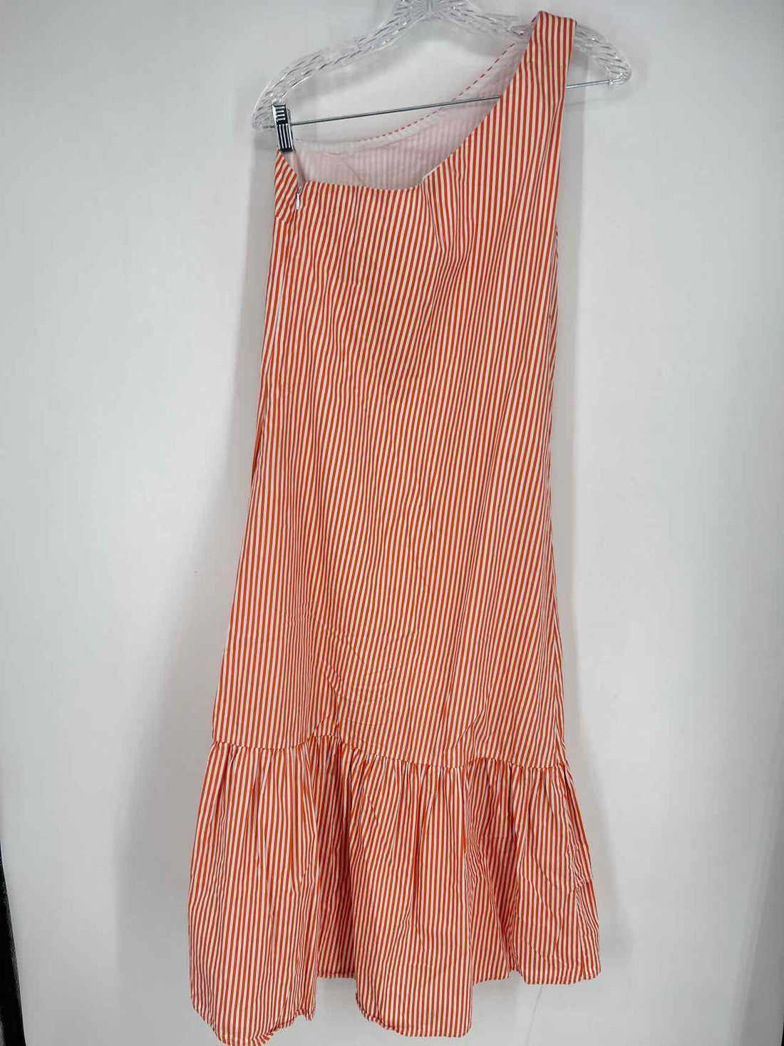 Fourteenth Place Size S Orange & White Striped One Shoulder Dress