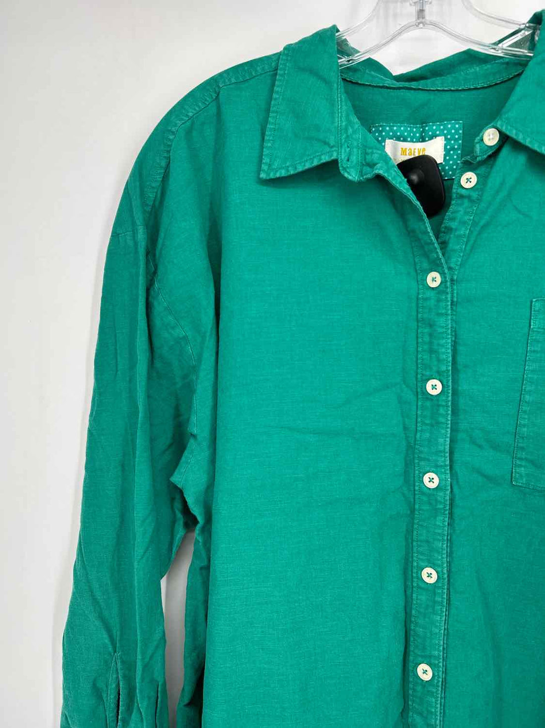 Maeve Size L Green Linen/Cotton Long Sleeve