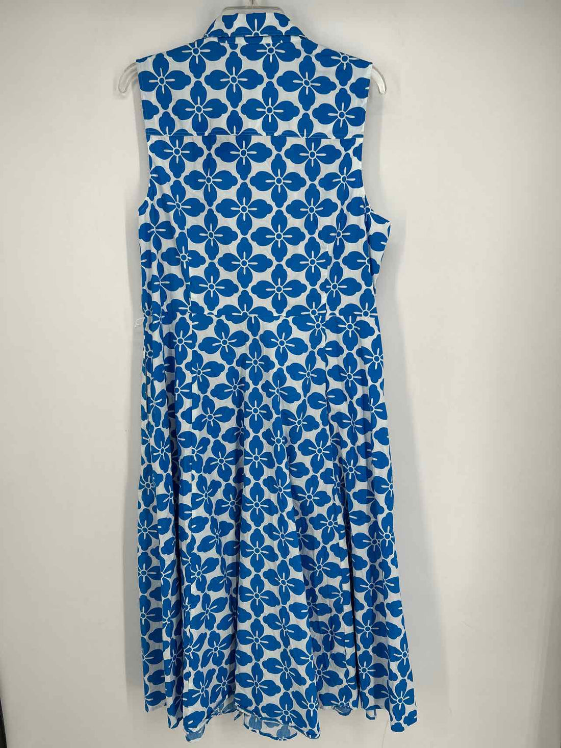 Boden Size 14 White & Blue Print Dress