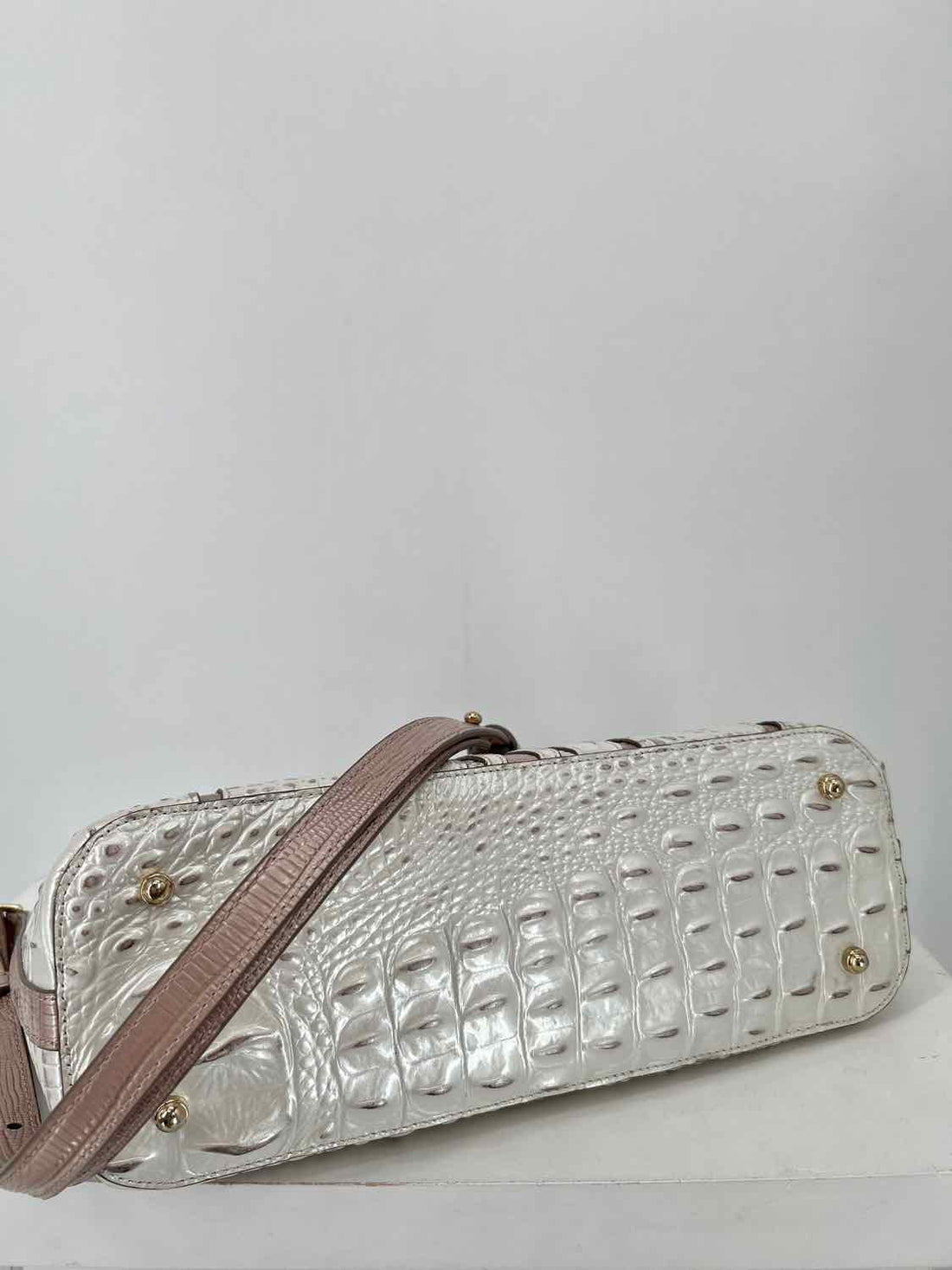 Brahmin Pearl & Pink Croc Embossed Tote